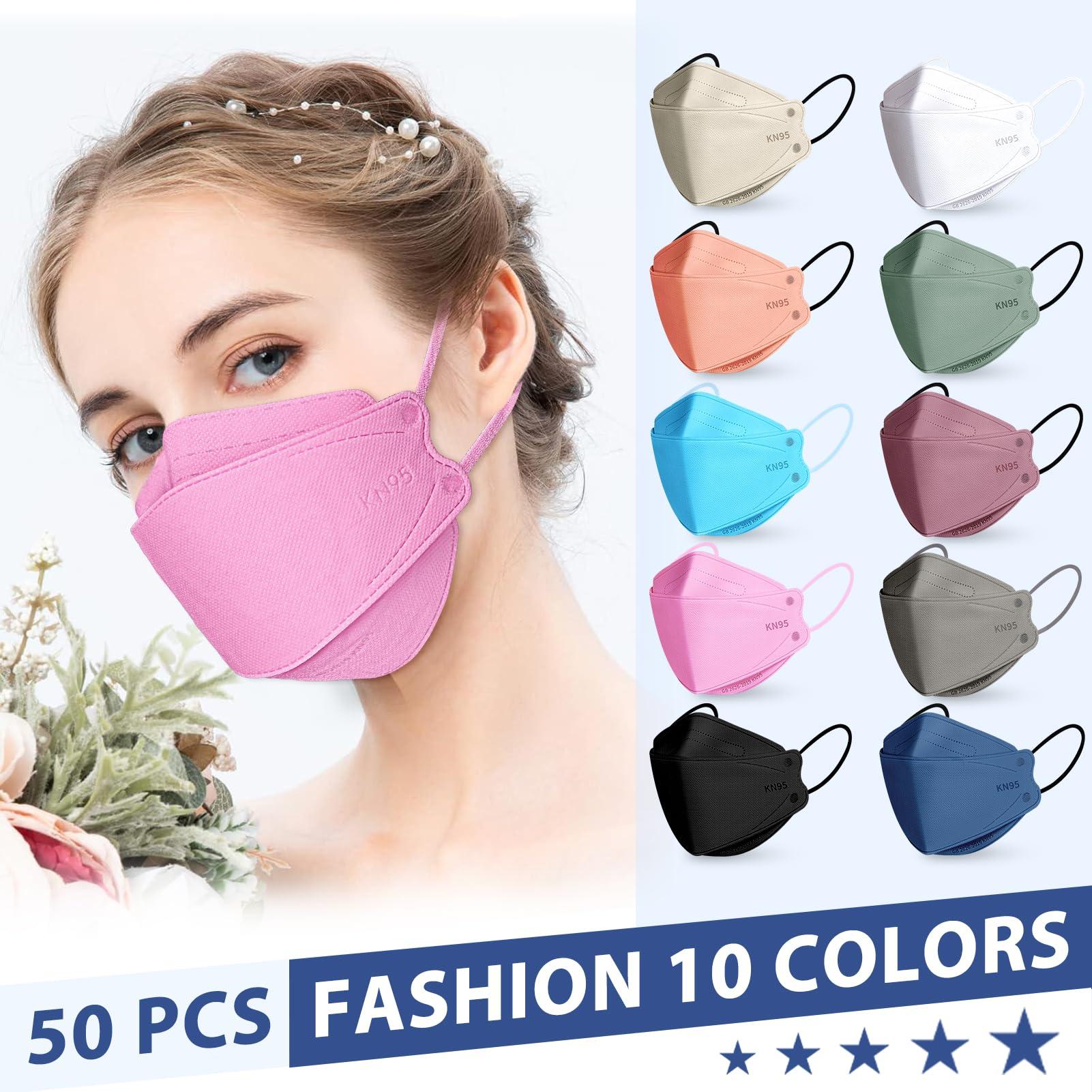 FENFEN KN95 Face Masks Disposable Adults - 50 Pack 5 Layer Protection Dust Breathable Comfortable Respirator Women KN95 Mask Individually Wrapped - Image 4