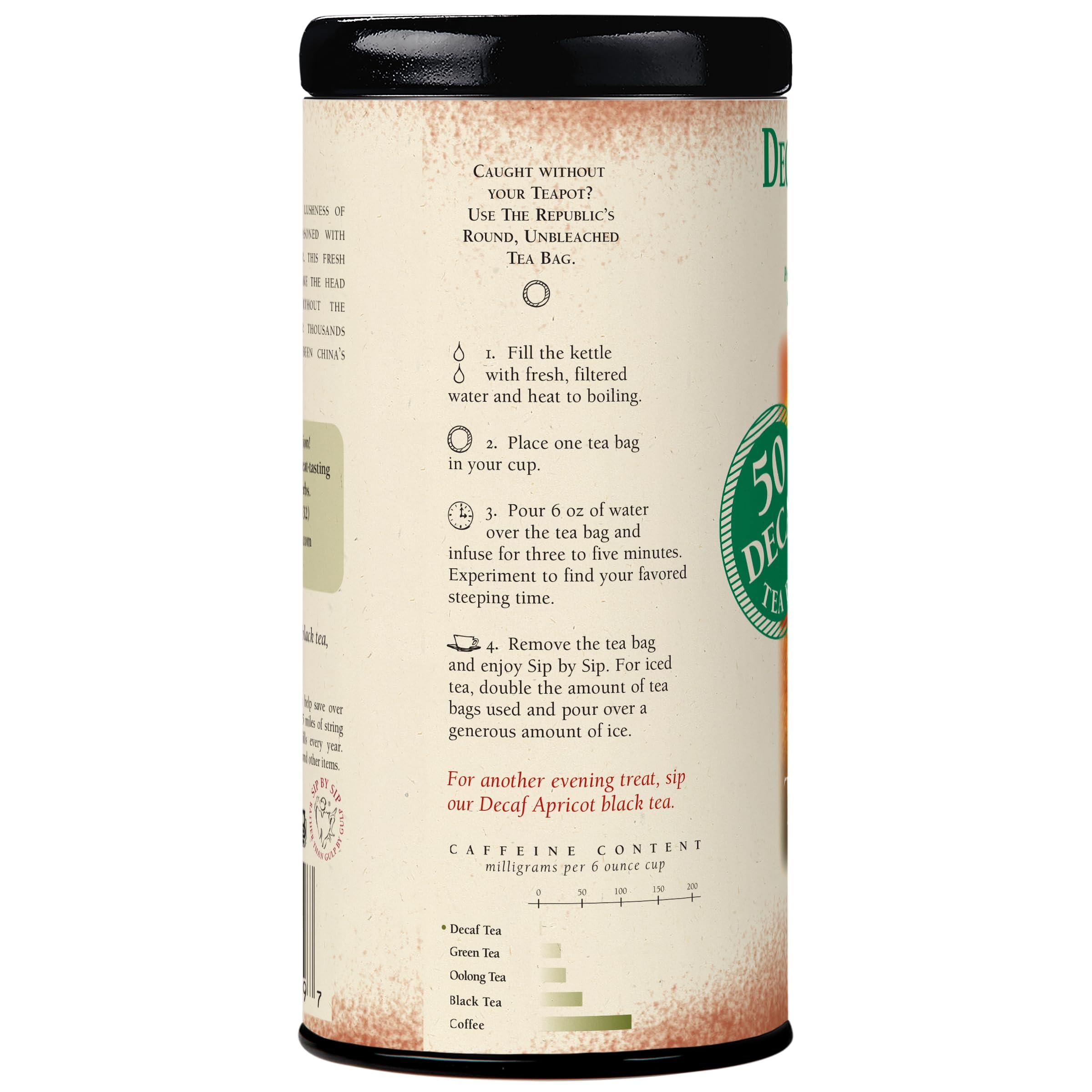 The Republic of Tea Decaf Ginger Peach Black Tea, Tin of 50 Bags - Image 2