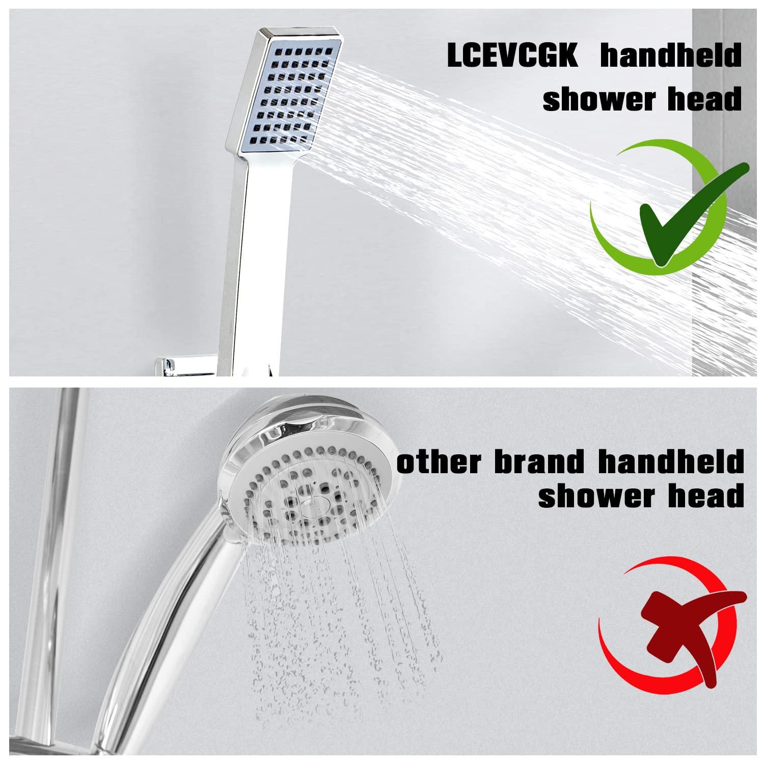 LCEVCGK Shower Head - Shower Faucet Set Square Shower Combo System with 8'' Rainfall Shower Head Wall Mount Handheld Shower, Stainless Steel with Chrome Finish Bath Shower Head,Chrome - Image 7