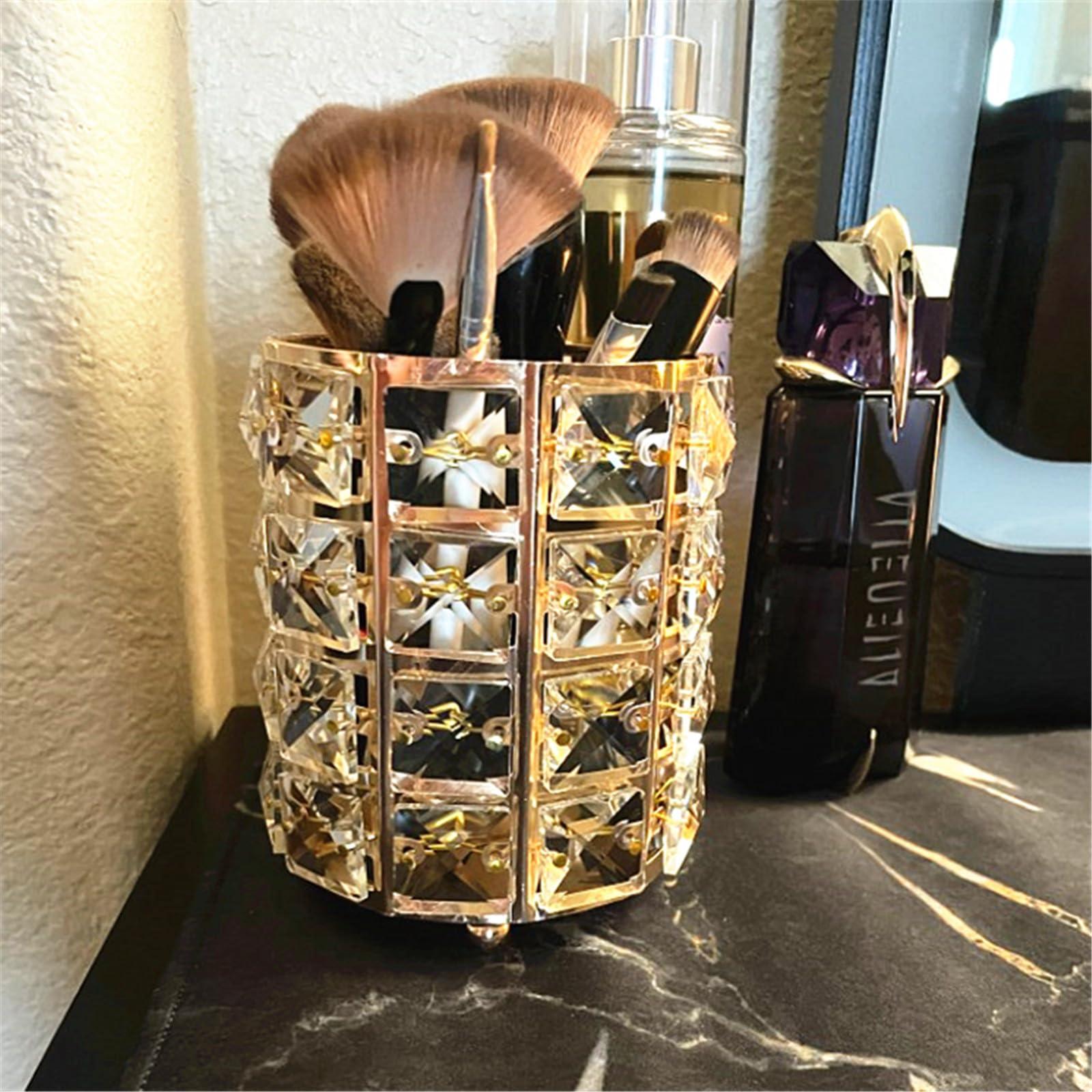 LUGUNU Makeup Brush Holder Organizer Crystal Vanity Decor Bling Personalized Comb Brushes Pen Storage Box Container (Crystal Pot) - Image 3