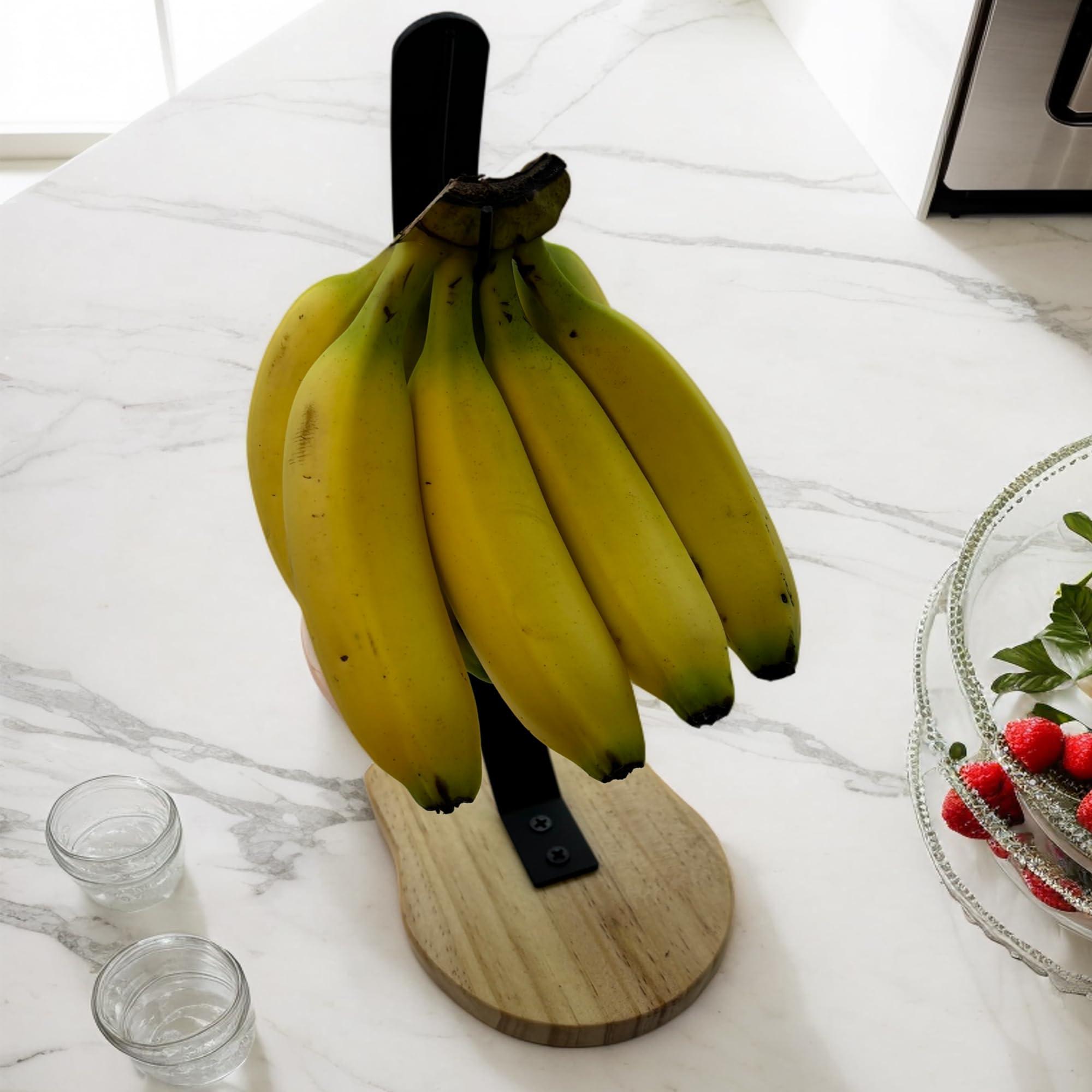 Premium Banana Holder Stand with Unique Wooden Base & Sturdy Metal Hook – Stylish Banana Hanger for Fresh Fruit/White Elegant Gift for Adult/stocking stuffers for Men/Women - Image 4