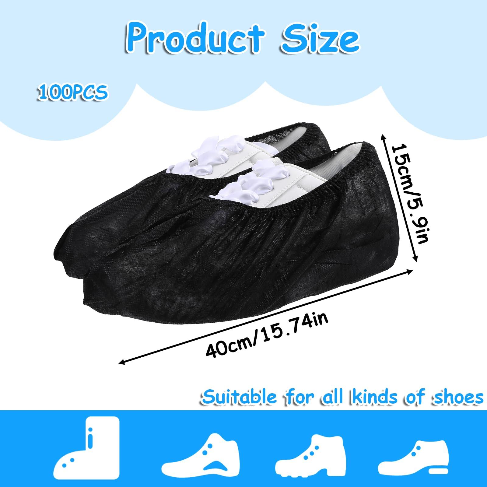 Black Shoe Covers Disposable 200Pack (100Pairs) Waterproof Shoe Booties Cover Non Slip Thicker Black Shoe Covers for Shoes Home Floors Carpet Indoor - Image 3