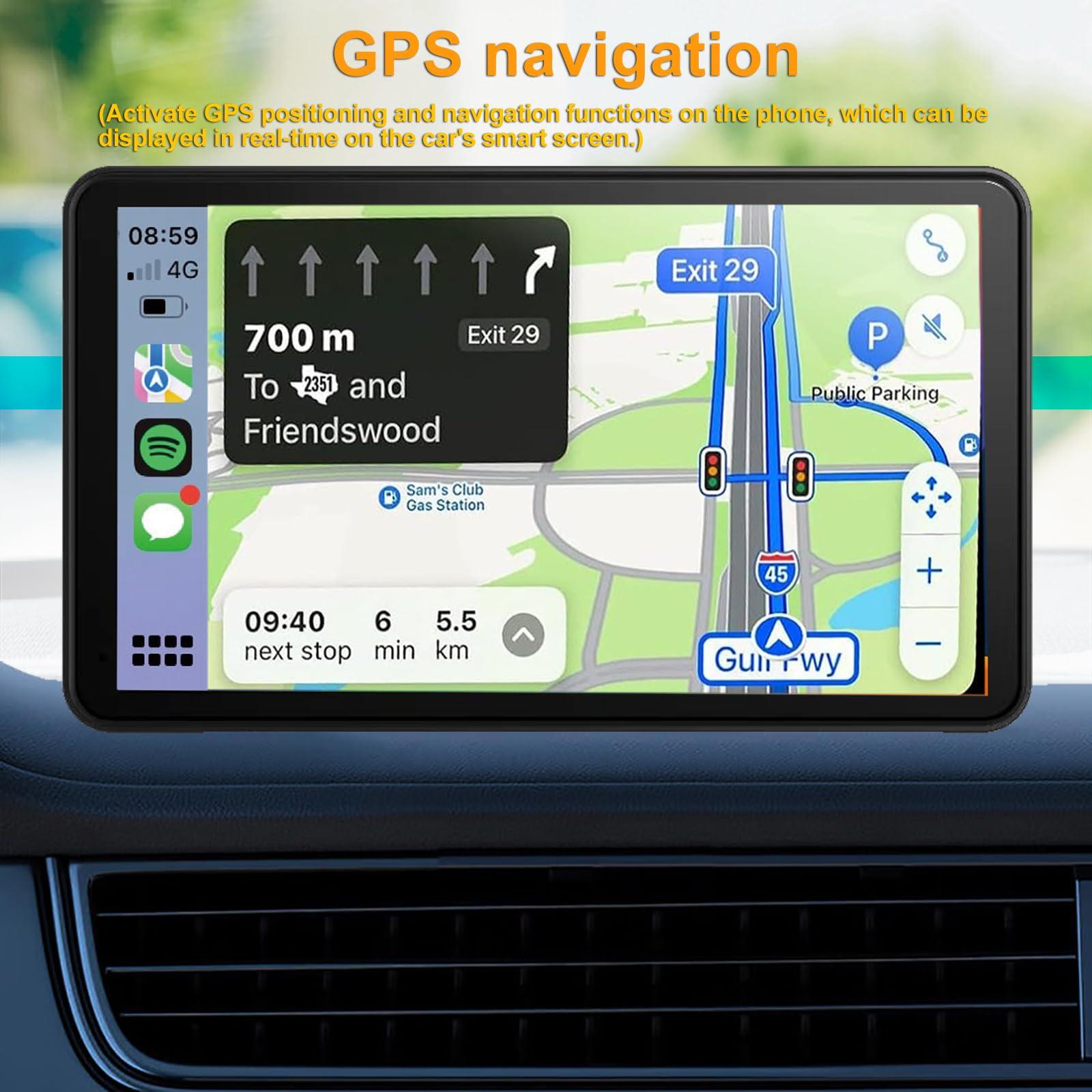 Portable Apple Carplay Screen for Car, Wireless Android Auto Stereo, Easy Install 7 Inch IPS Touch Screen Car Play Adapter, GPS Navigation, Airplay Audio Receivers Bluetooth, Mirror Link for All Cars - Image 5