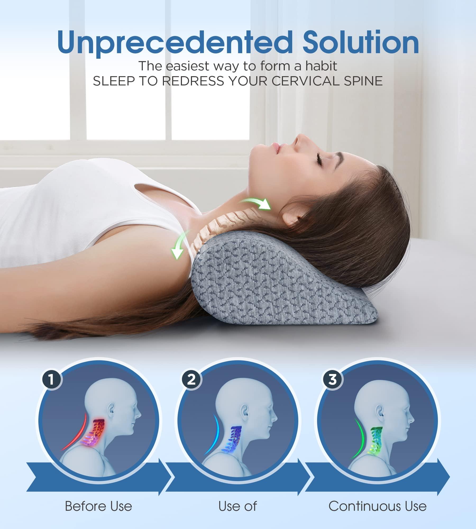 Cervical Neck Pillows for Pain Relief Sleeping, High-Density Memory Foam Pillow Neck for Bolster Support and Shoulder Relaxer, Decompression Devices Orthopedic Roll Pillow for Bed Office - Image 2