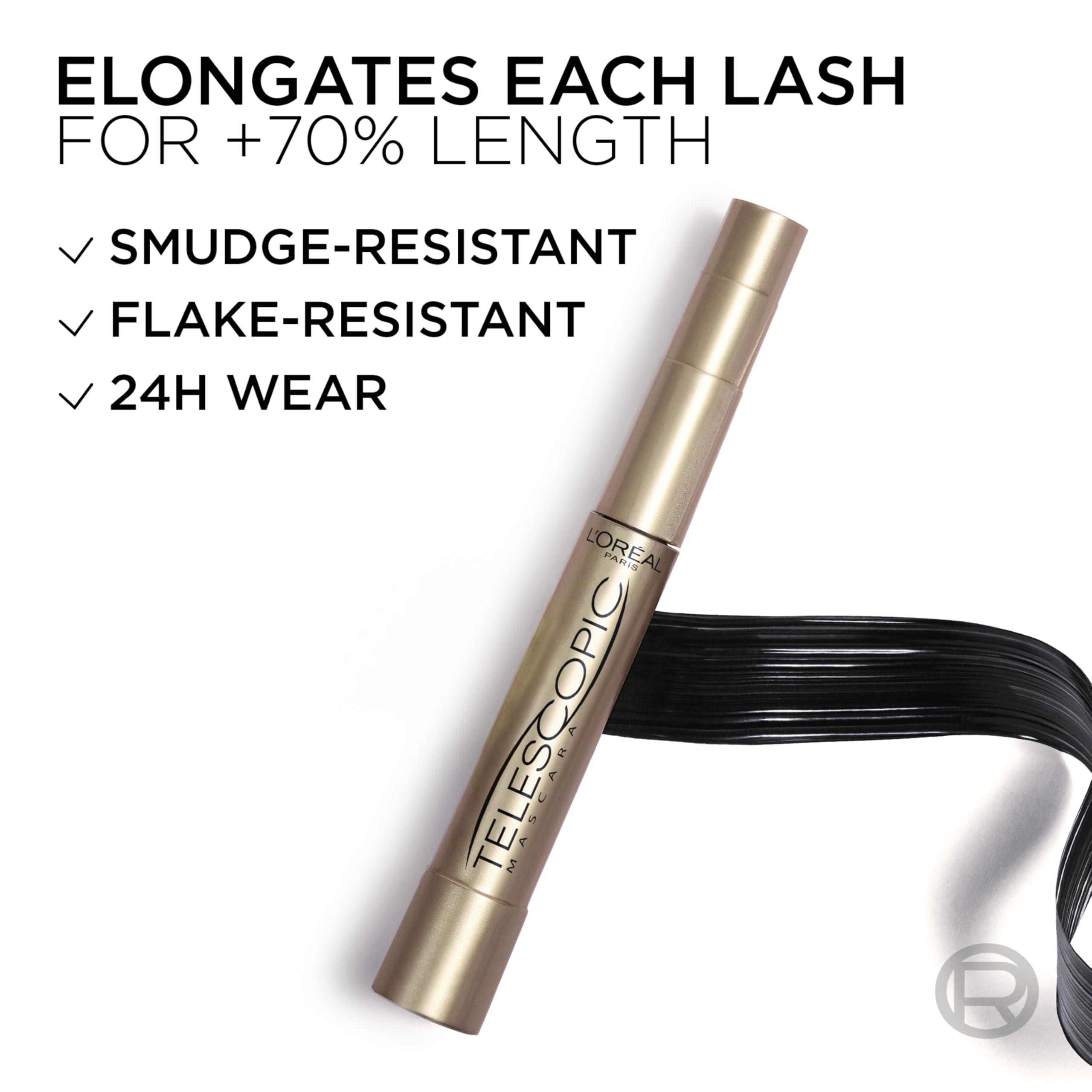 L'Oreal Paris Makeup Telescopic Original Lengthening Mascara, Blackest Black, 0.27 Fl Oz (1 Count) - Image 7