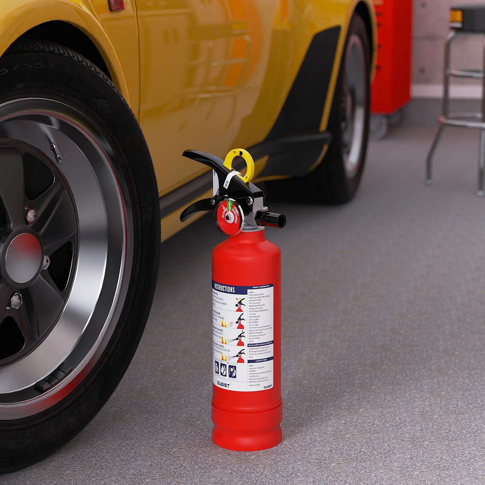 Ougist ABC Fire Extinguisher for Home & Vehicle - 2.5 lb 1-A:10-B:C Rated, Dry Chemical Fire Safety with Quick-Release Handle, Certified for Kitchen/Car/Boat Use (Model FF1KG) - Image 8
