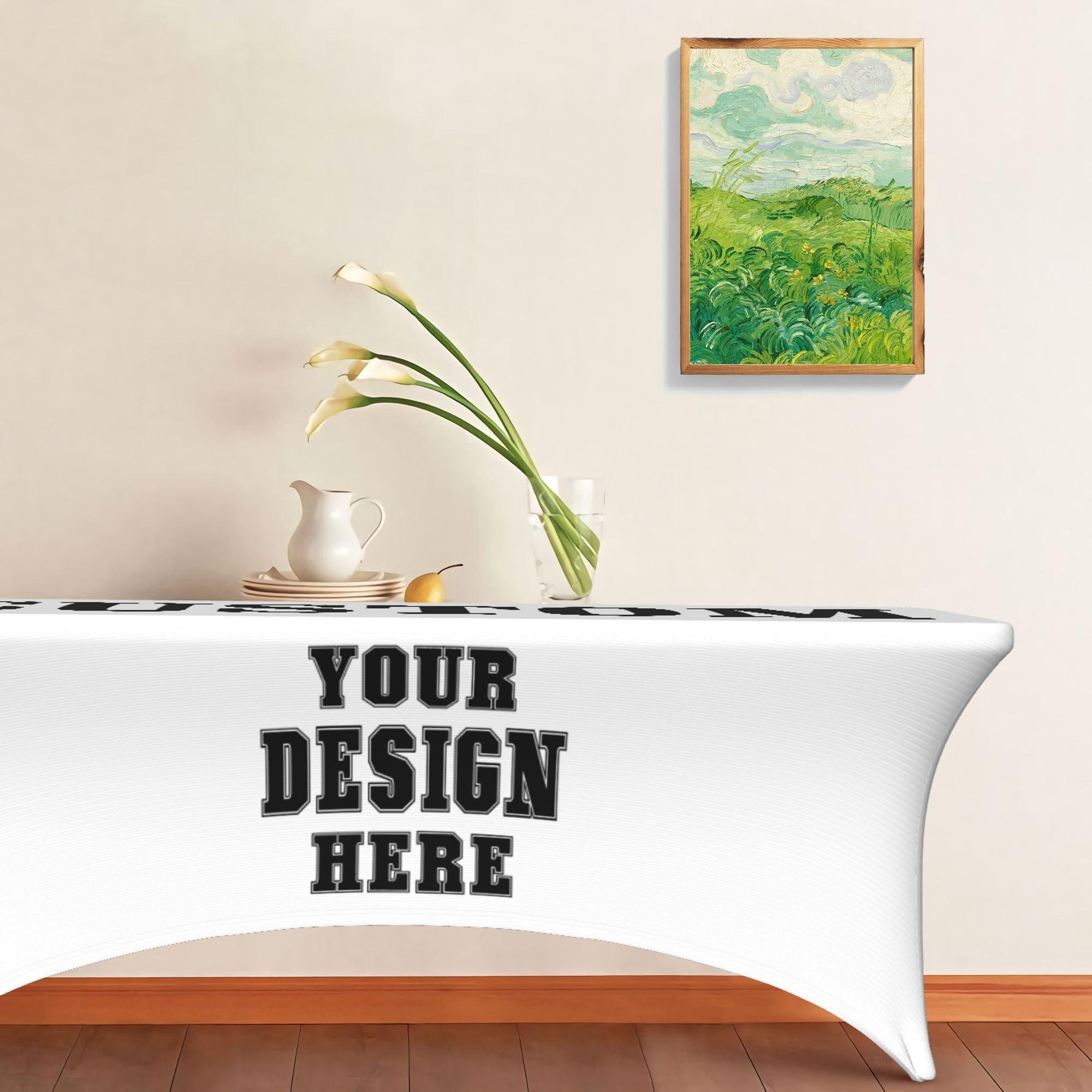 Custom Table Cloth with Business Logo 6 FT Custom Tablecloth with Text Image Customized for Business Tradeshow Events Birthday Party Wedding Decor Personalized Table Cloth - Image 2