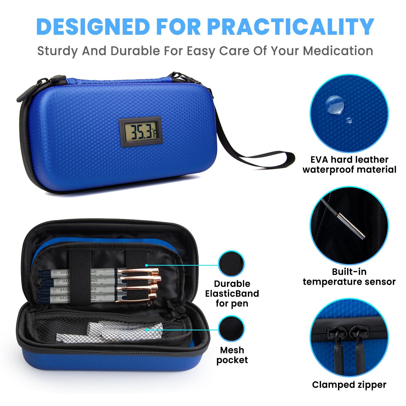 24h Insulin Cooler Travel Case - TSA Approved Medication Diabetic Cooler for Travel with Thermometer Temperature Display Refrigerated Medicine Organizer Bag with 2 Ice Pack - Image 2