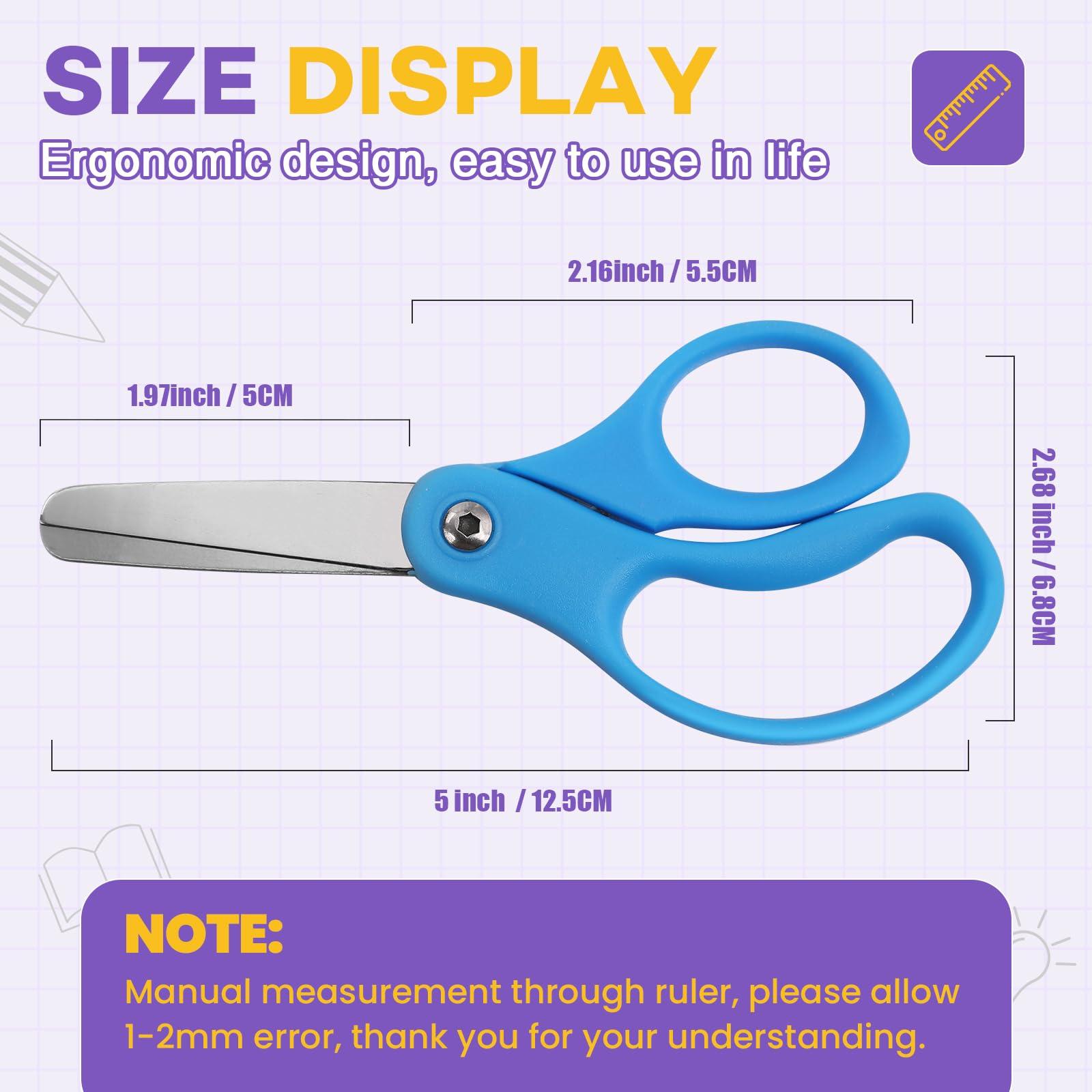 BURVAGY 36 Packs 5" Small School Student Blunt Tip Craft Kids Scissors, Stainless Steel Blades Comfort Grip 5 Inch Safety Scissors Bulk for Children Toodler Cutting Paper - Image 2