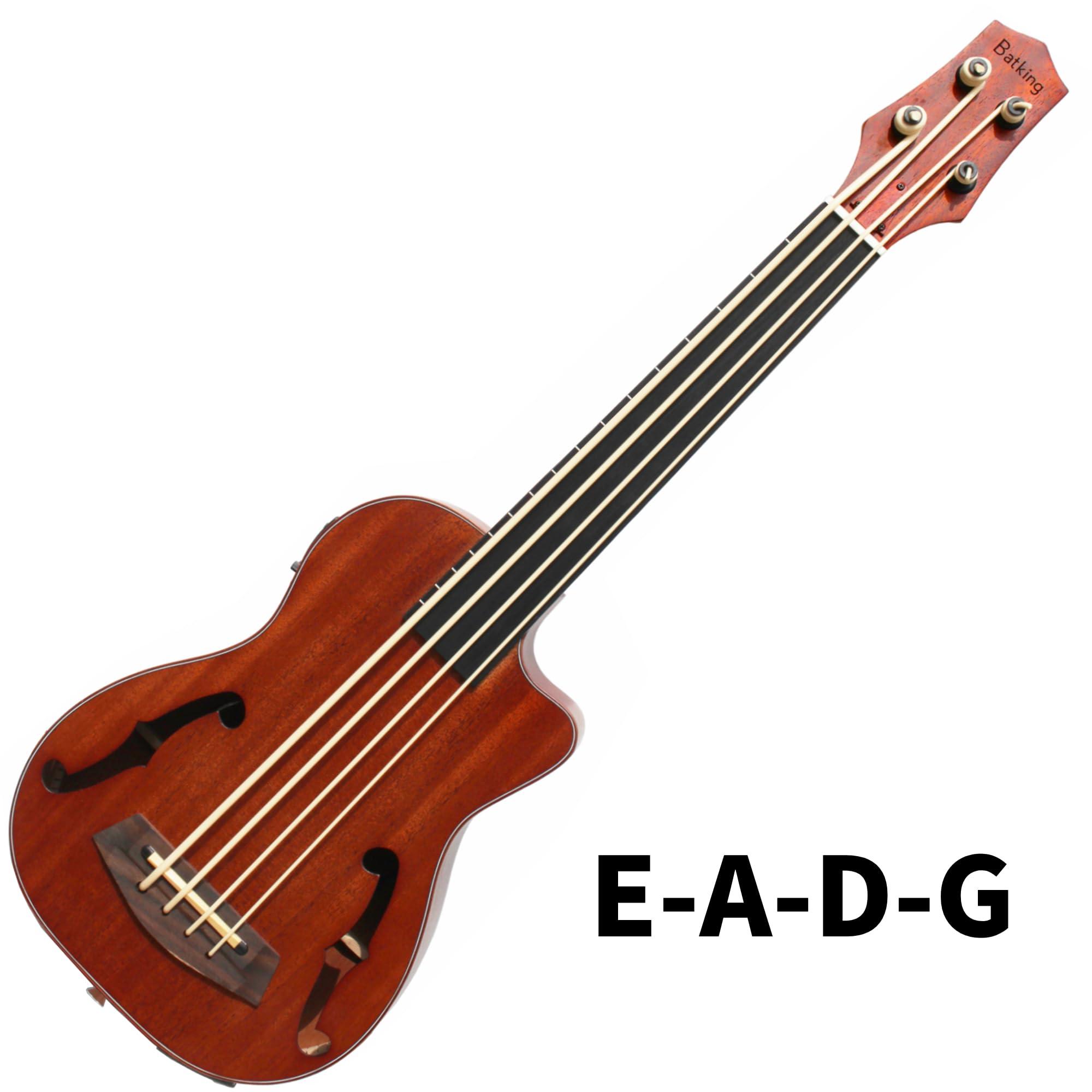 Batking Ubass Electric Ukulele Bass, 30 inch Baritone Bass Ukelele Fretless, Electric Acoustic Bass Uku Wtih Gig Bag (Machine Head Upgraded, Fretless Ubass) - Image 3