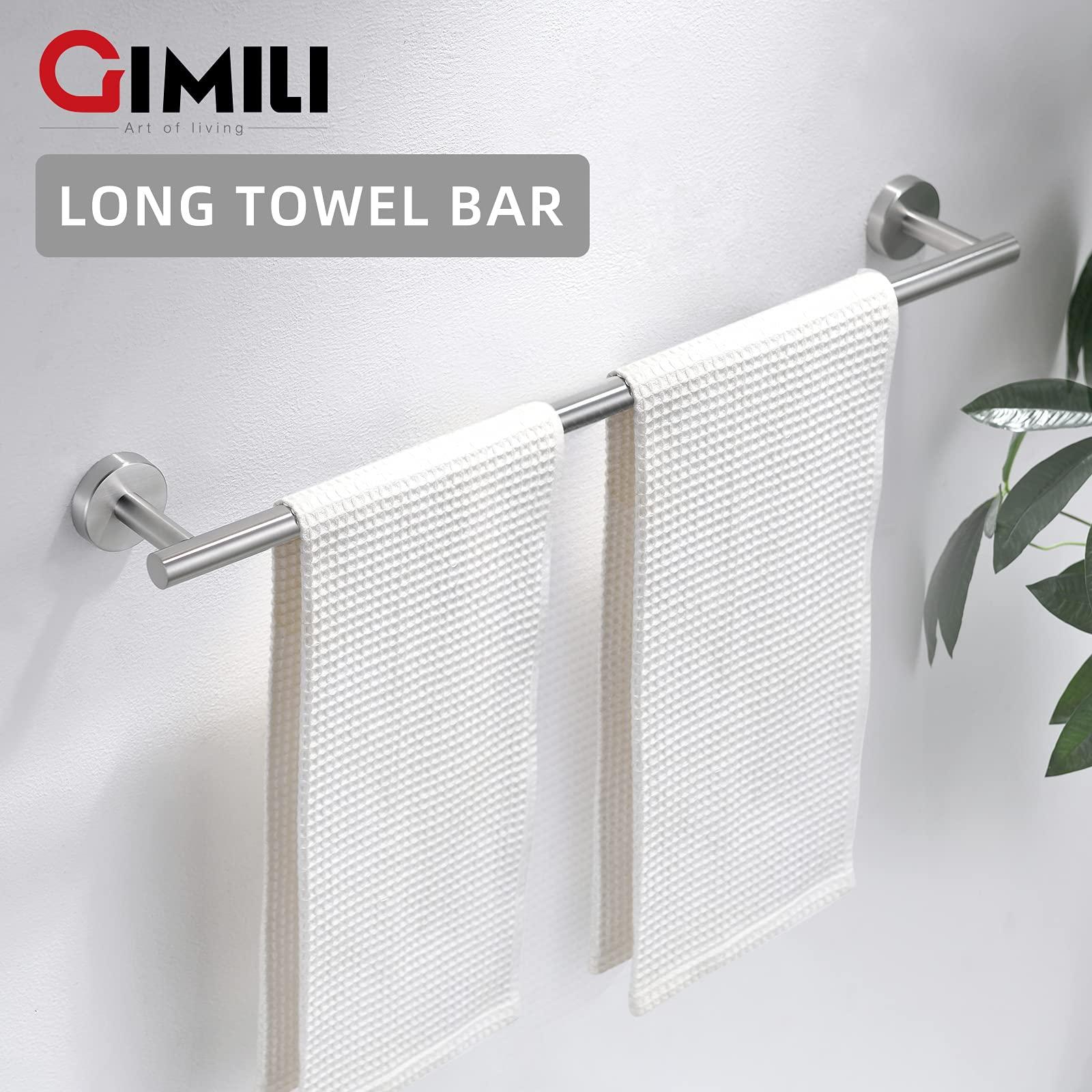 GIMILI 2 Pack 4 Piece Bathroom Hardware Set Brushed Nickel,Stainless Steel Bathroom Accessories Set, Towel bar Kit Wall Mounted, Toilet Paper Holder, Towel Bars, Robe Hook,Towel Rails and Rings - Image 2