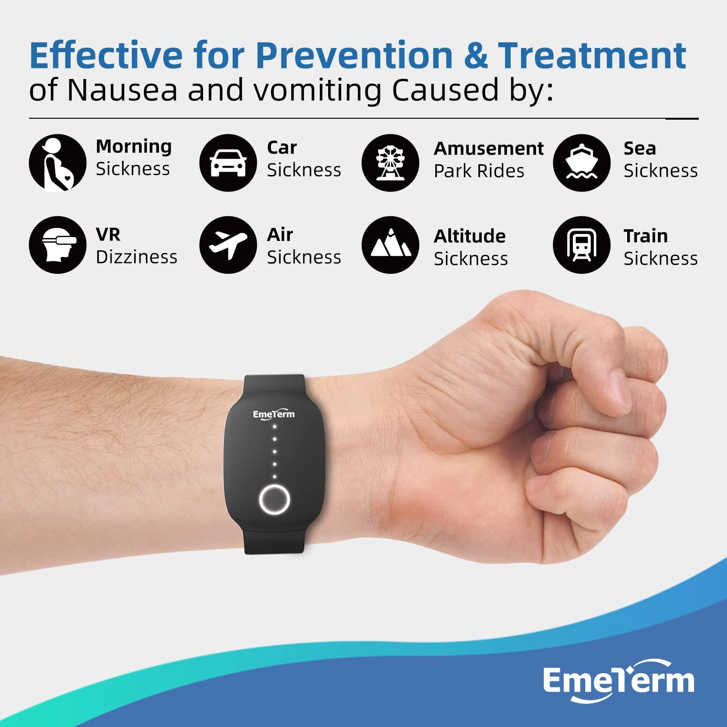 EmeTerm Fashion Anti-Nausea Wristband Relieve Morning Motion Travel Sickness Rechargeable Drug Free Bands Without Side Effects - Extra 2pack Conductive Gel (Black - Extra 2pack Conductive Gel) - Image 2