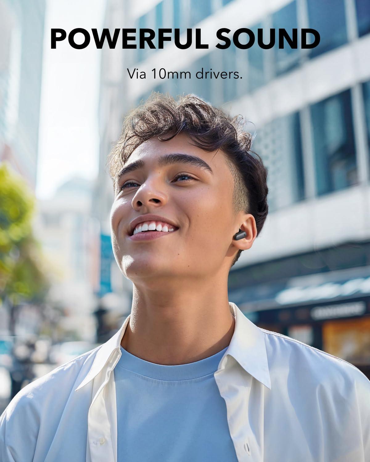 Soundcore P30i by Anker Noise Cancelling Earbuds, Strong and Smart Noise Cancelling, Powerful Bass, 45H Playtime, 2-in-1 Case and Phone Stand, IP54, Wireless Earbuds, Bluetooth 5.4 (Black) - Image 3
