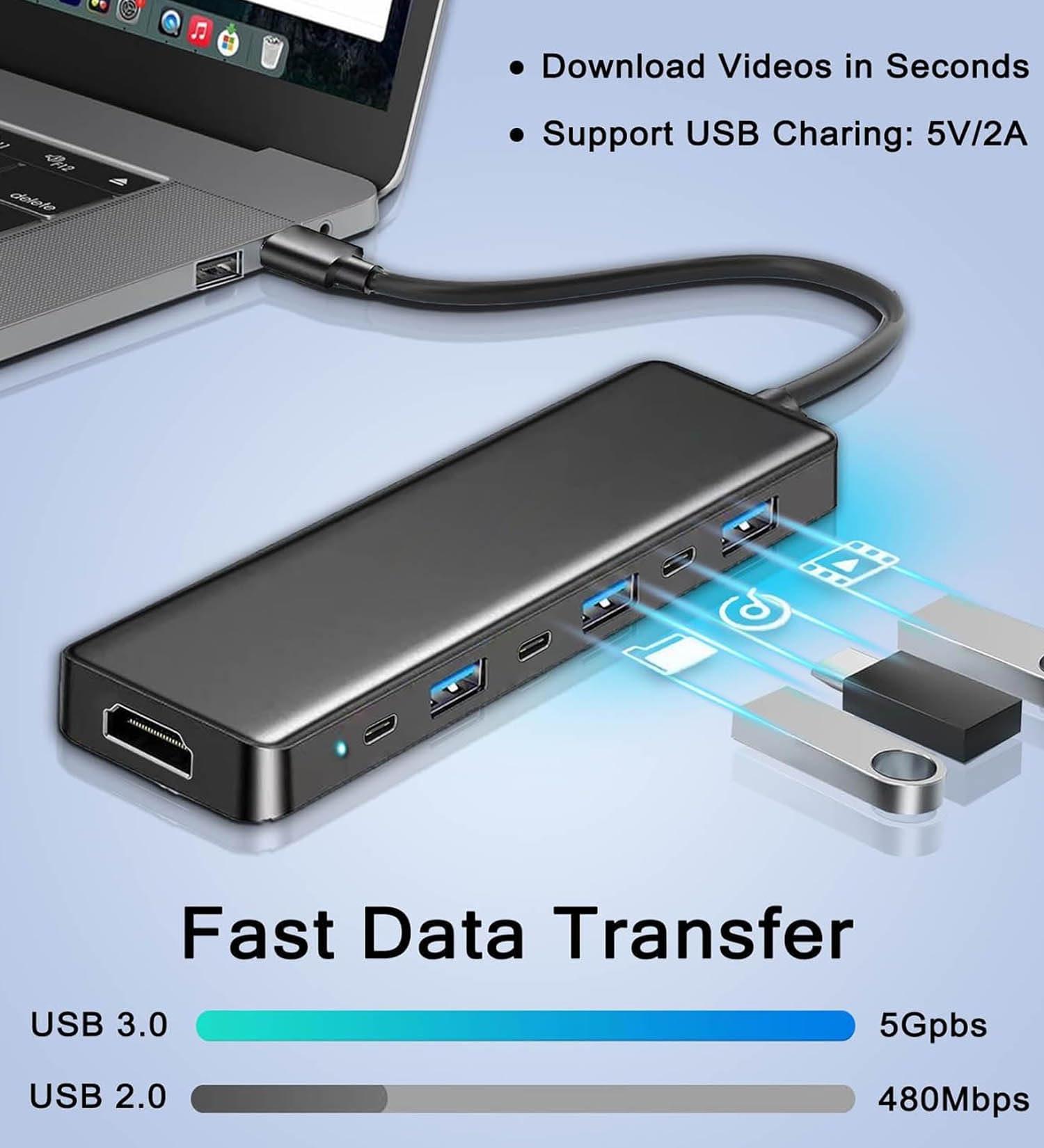 VIENON USB 3.0 to HDMI Adapter (7-in-1), USB 3.0 Hub with HDMI 1080P, USB C Data & Power Ports, Docking Station for Monitor, PC, Laptop, Desktop Support Windows 7/8/10 & Mac OS - Image 6