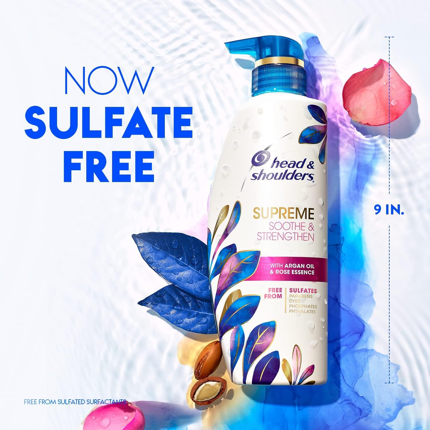 Head & Shoulders Supreme Sulfate Free Shampoo and Conditioner Set for Dry Scalp and Dandruff Treatment, Soothe and Strengthen with Argan Oil and Rose Essence, 21.2 Fl Oz - Image 3