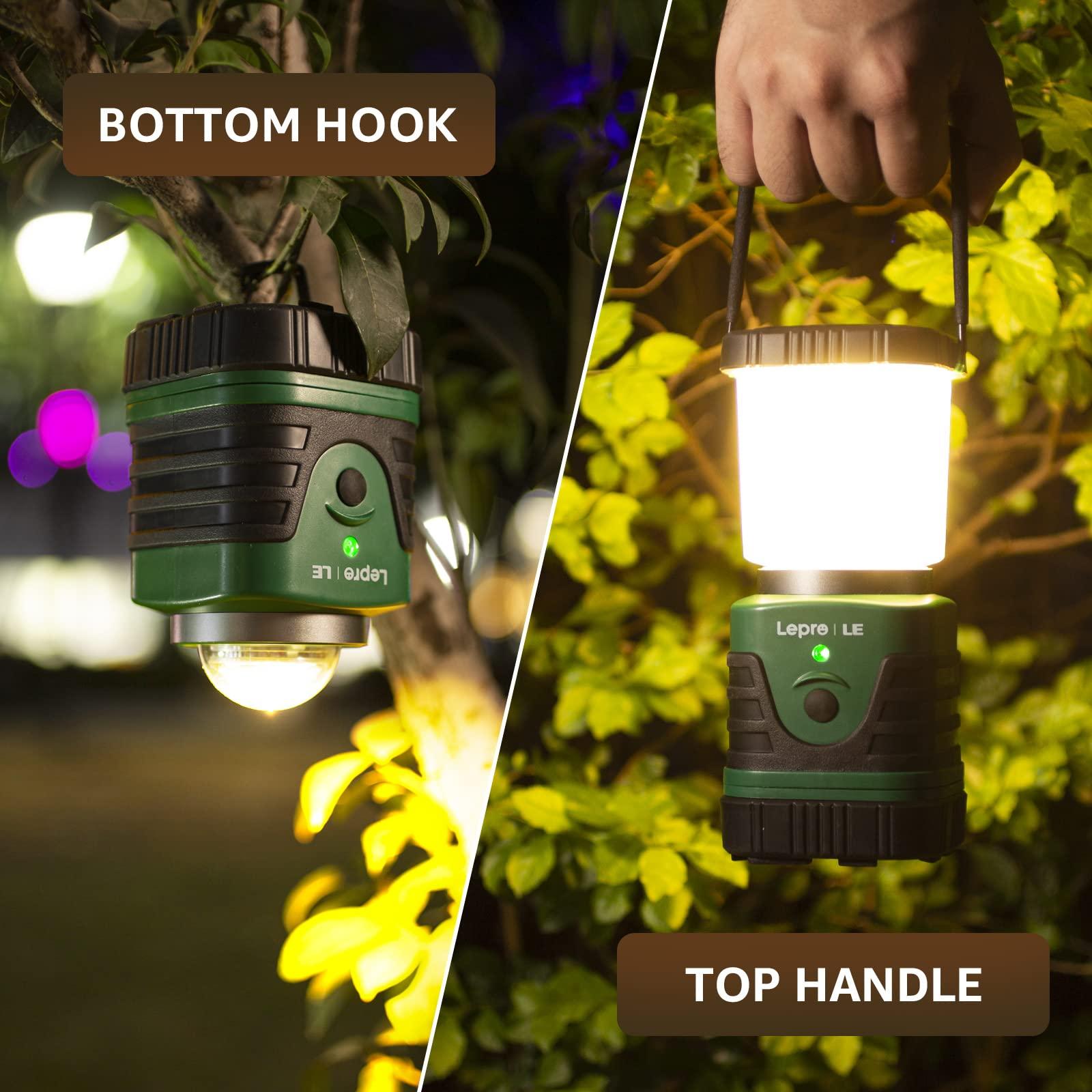 Lighting EVER 1000LM LED Camping Lantern Rechargeable, 4400mAh Power Bank, Camping Essential with 4 Light Modes, IP44 Waterproof Lantern Flashlight for Hurricane Emergency, Hiking, USB Cable Included - Image 8