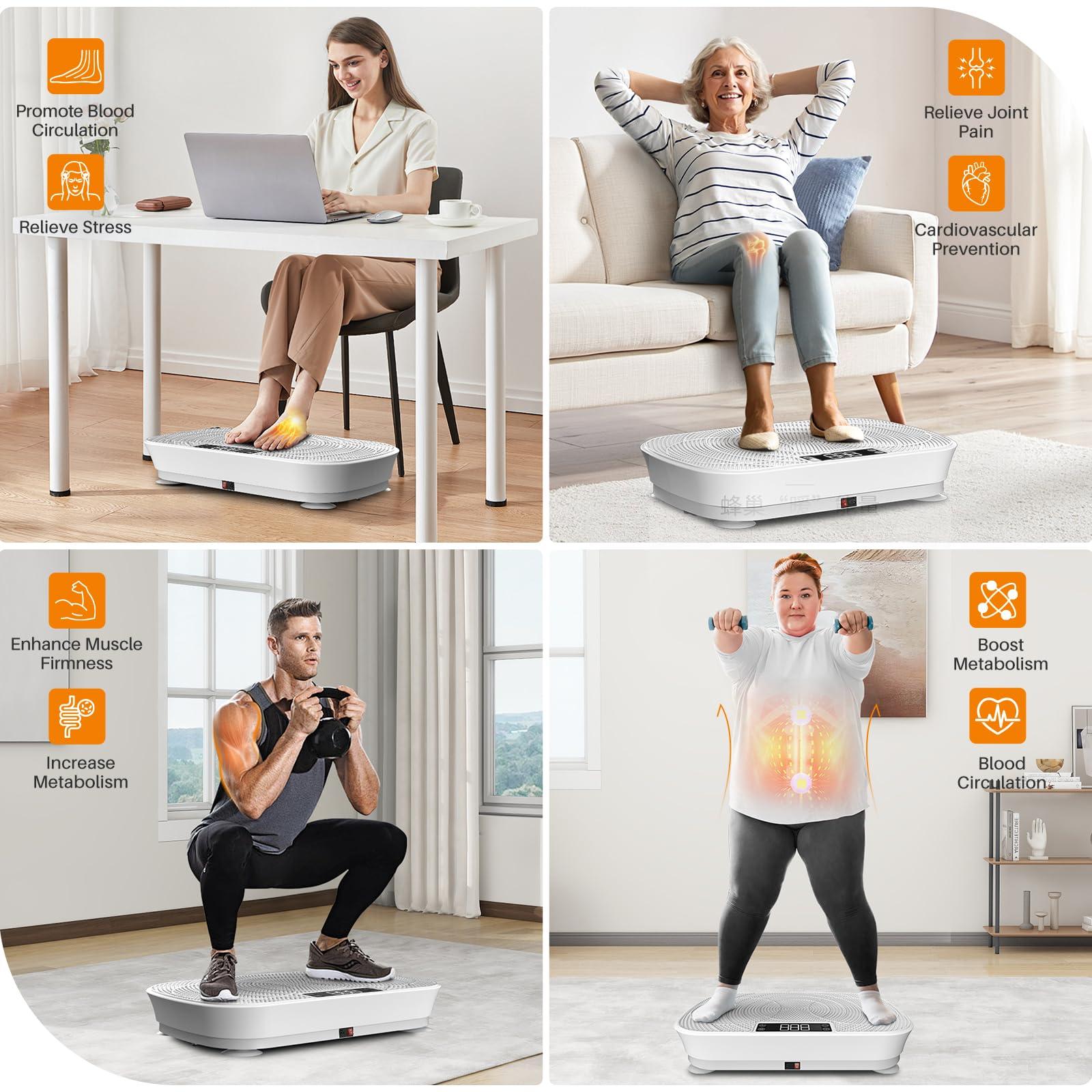 Vibration Plate Exercise Machine - Bluetooth Music & 400LBS Capacity Vibration Plate for Lymphatic Drainage & Weight Loss with 99 Speed Levels, Whole Body Vibration Plate for Home Fitness - Image 8