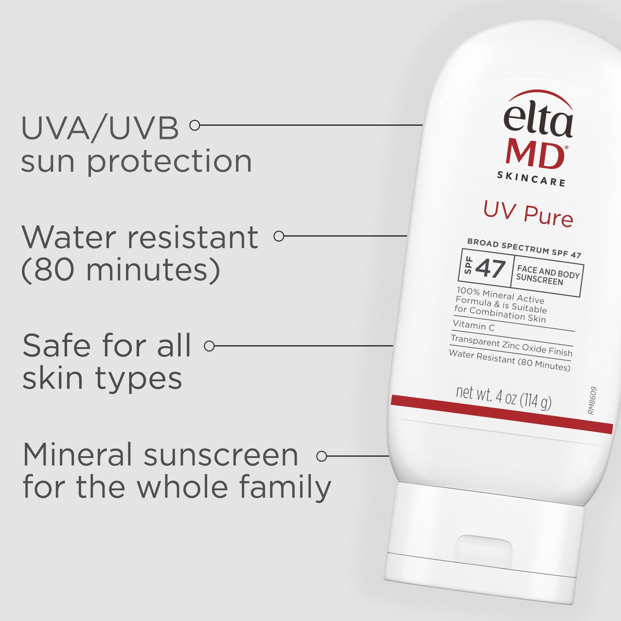 EltaMD UV Pure Face and Body Sunscreen, SPF 47 Mineral Sunscreen for Kids and Adults, Water Resistant Up to 80 Minutes, Oil Free Zinc Oxide Formula - Image 2