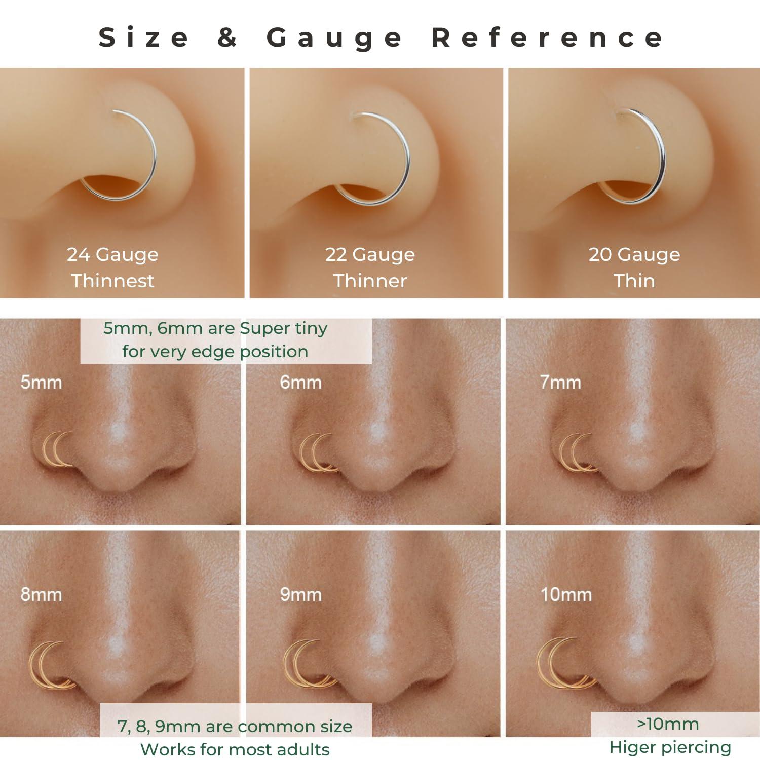 14k Gold Filled 20G Double Hoop Nose Ring for Single Piercing, 20 Gauge Small Thin 8mm Spiral Nose Jewelry for Women Men - Image 7