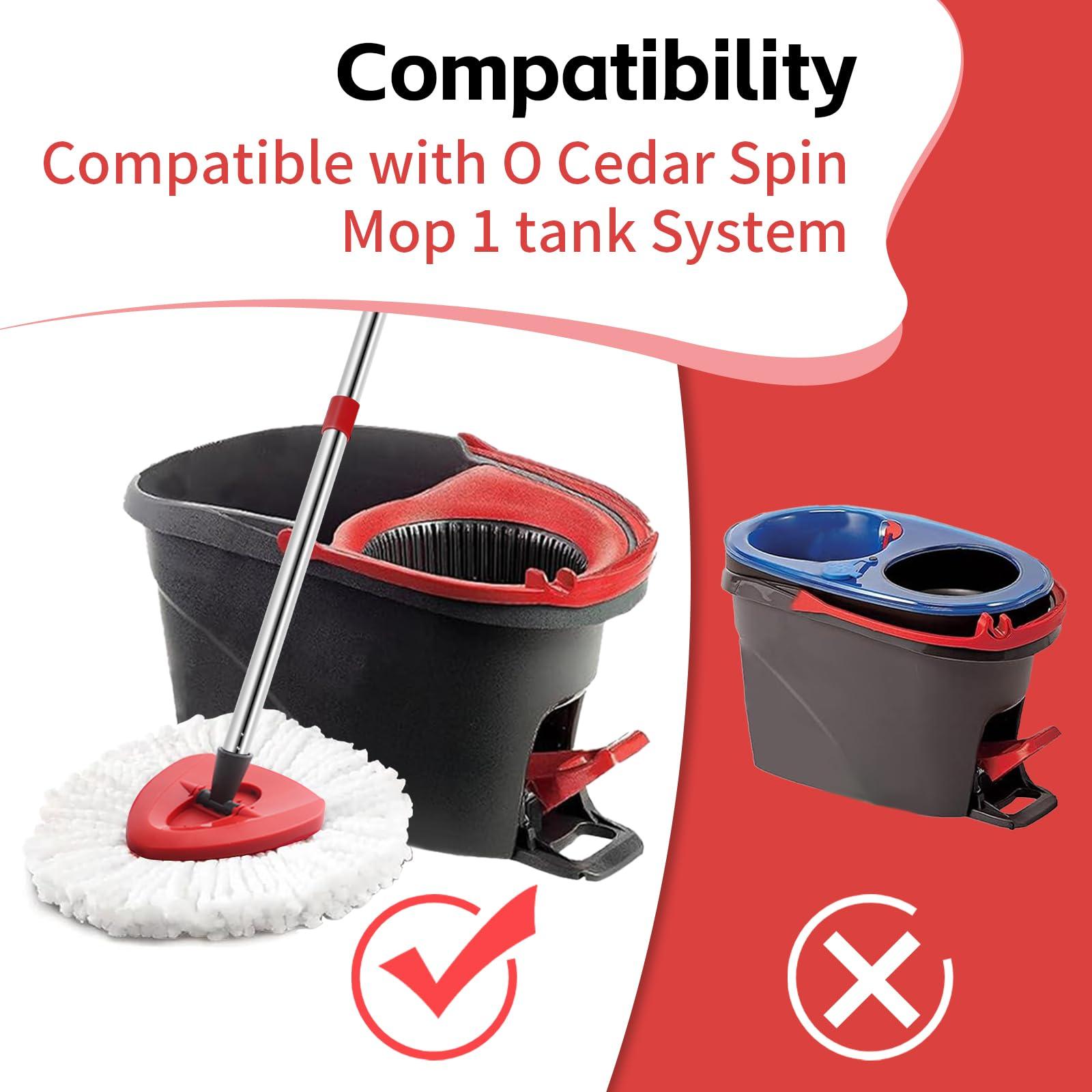 ANREKEYH Spin Mop Head, Base, Handle Replacement for O-Ceda EasyWring Microfiber Spin Mop, 2 Microfiber Mop Refills, 1 Triangle Mops Head Cover and 30-58in Mop Handle Set Combo (White(1 Tank System)) - Image 4