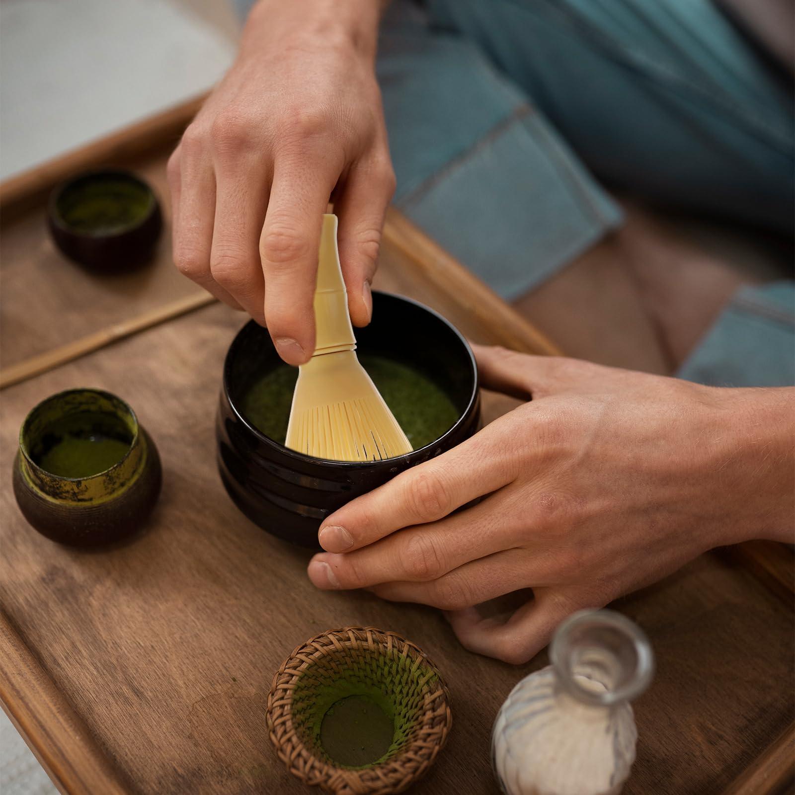 Qianyu 1 Pcs Golden Bamboo Matcha Chasen Whisk Handcrafted Matcha Stirrer Plastic Reusable Powder Whisks Durable Tea Brush Whisk Mixing Tools Kit Accessory for Milk Tea Eggs Home - Image 6