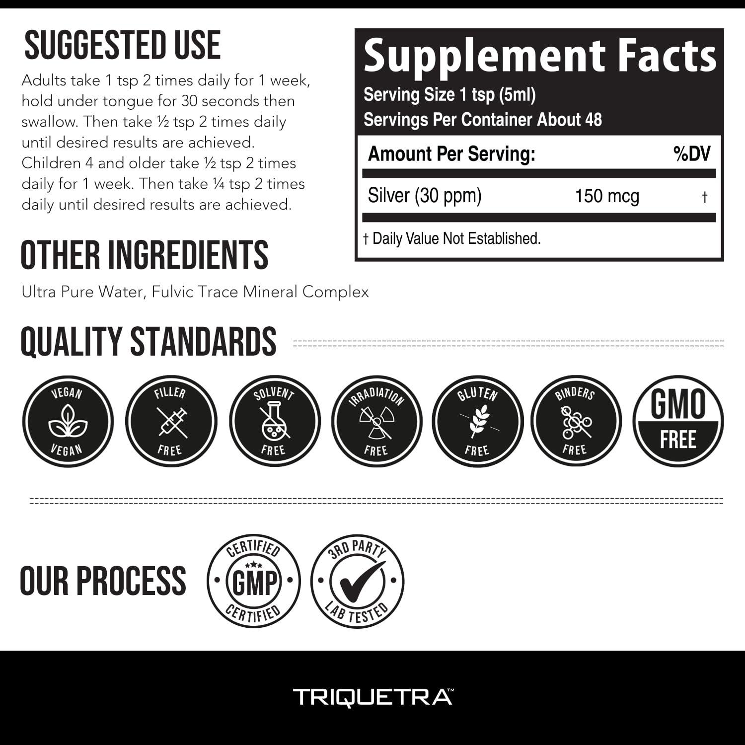 Bioactive Colloidal Silver - 8 oz, Glass Bottle, Vegan, Safe Doses with Highest Effectiveness - Nano Ions, 30 PPM - Immune Support (48 Servings) - Image 5