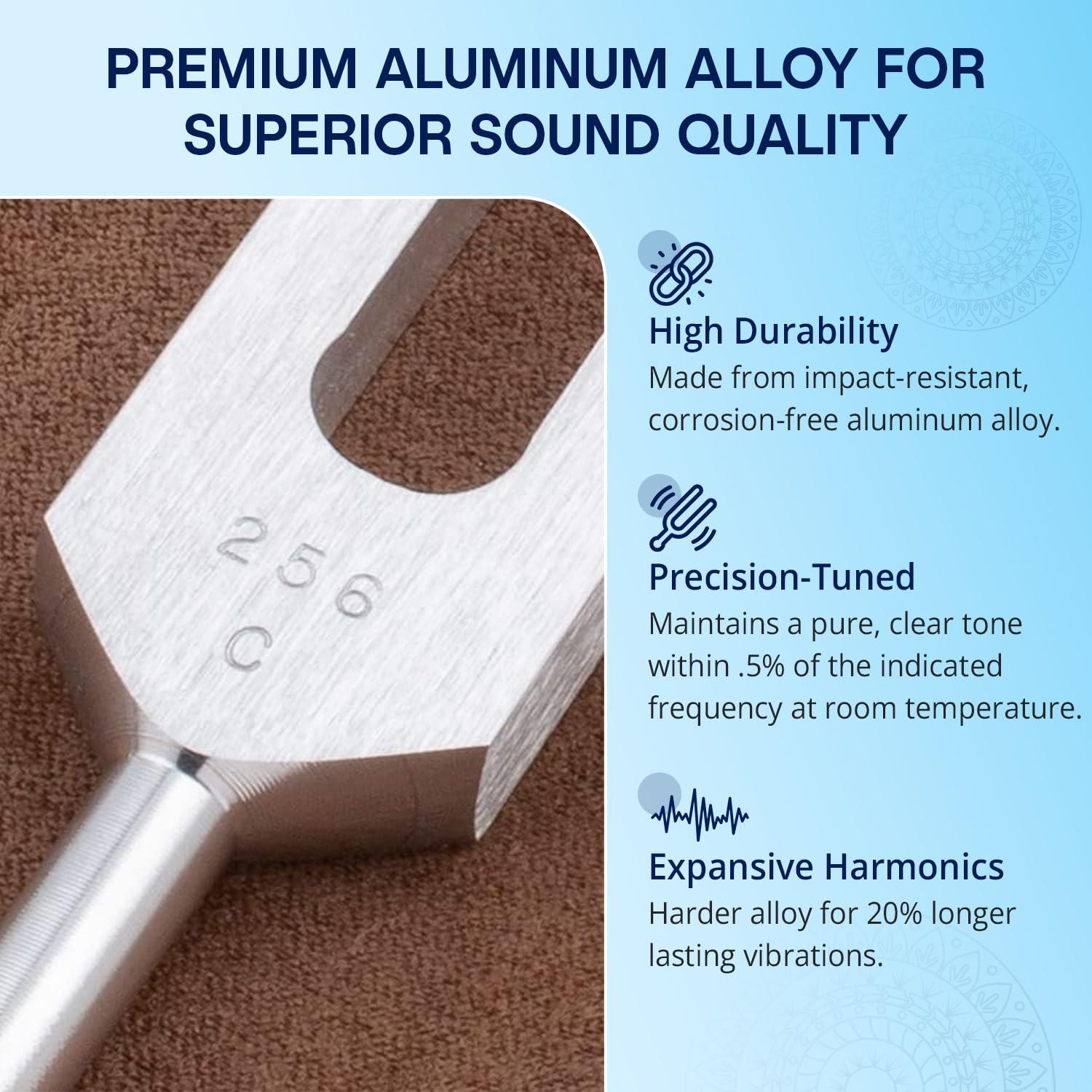 Body Tuners Tuning Forks - 256Hz & 384Hz (C&G) for Sound Healing, Precision-Machined Aluminum Alloy - Made in USA - Chakra Healing, Sound Therapy, Reiki, Yoga, Energy Balancing Tools. - Image 5