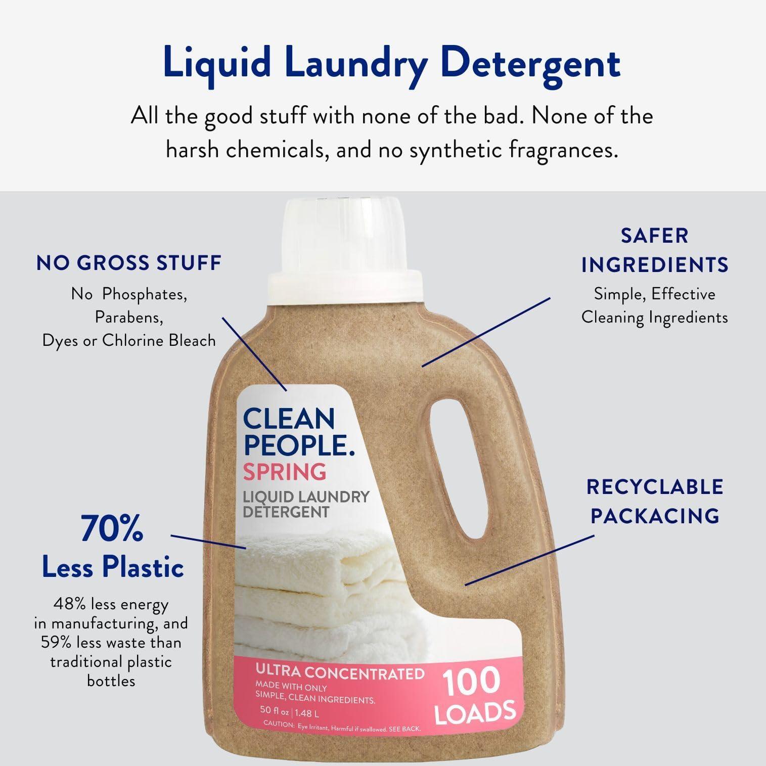 The Clean People Liquid Laundry Detergent - Recyclable Packaging, Stain Fighting - Ultra Concentrated, Laundry Soap - Spring Scent, 50 fl oz - Image 4