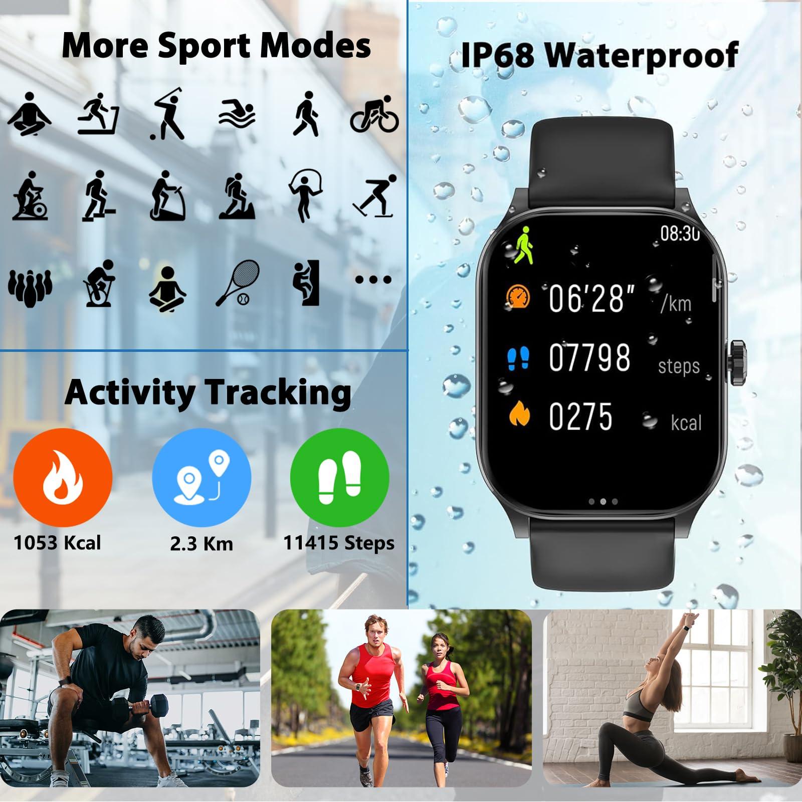 Smart Watch(Answer/Make Call), 2.01" HD Smartwatch for Women Men, Fitness Tracker with 100+ Sport Modes, IP68 Waterproof, Heart Rate/Sleep/Spo2 Monitor, Activity Tracker for Android and iPhone - Image 4