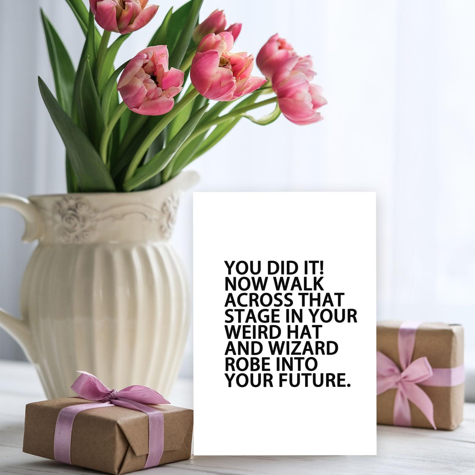 Londue Funny Graduation Cards Gifts for Her Him, Graduate Congratulation Card, Weird Hat and Robe, Gifts for High School College Grad, You Did It Card - Image 7