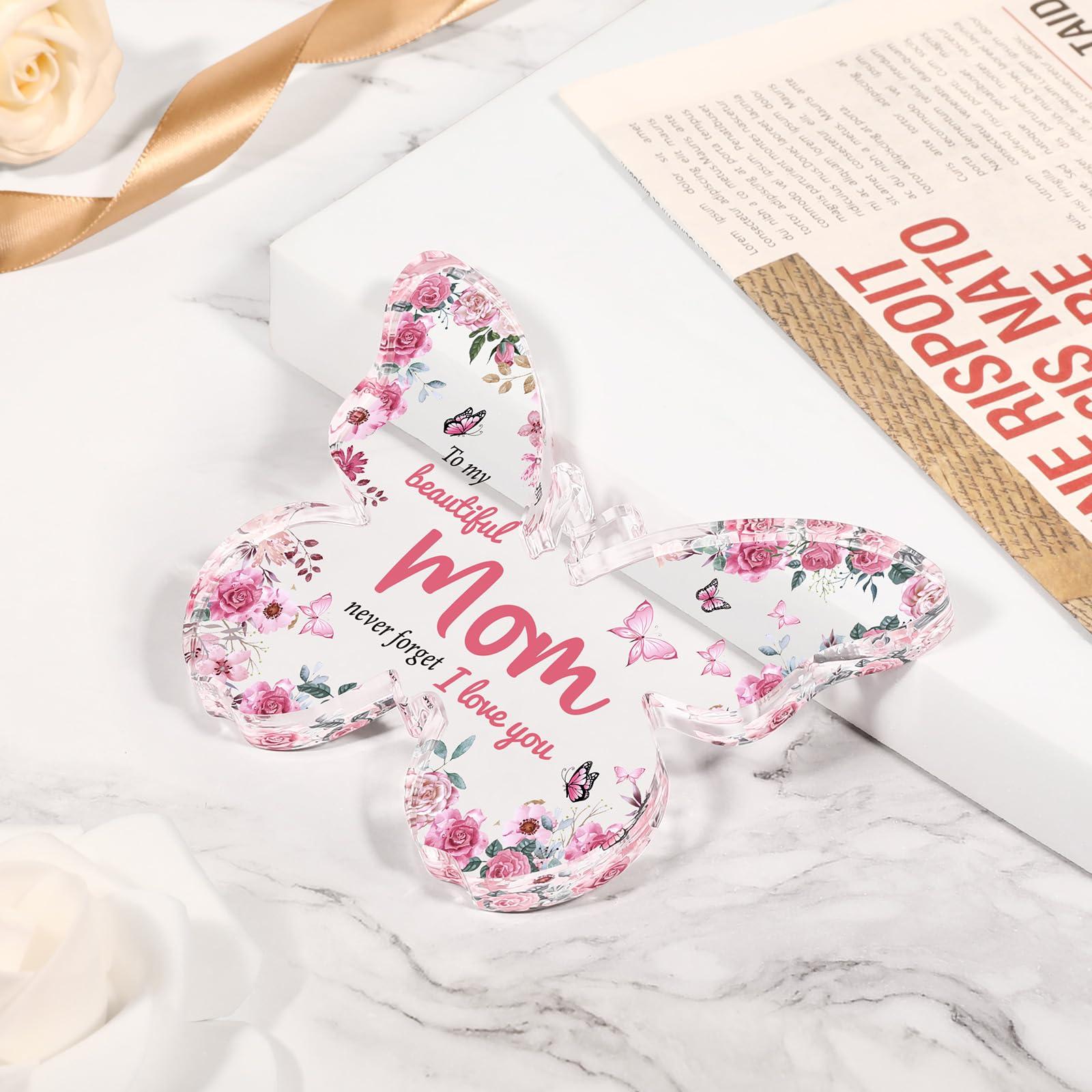 Mothers Day Gifts for Mom from Daughter Son: Eletorot Unique Mom Birthday Gifts, Butterfly-Shaped Acrylic Keepsake Decorations, 5x3.8 inch Christmas Presents Ideas for Love Mom Grandma Wife - Image 7