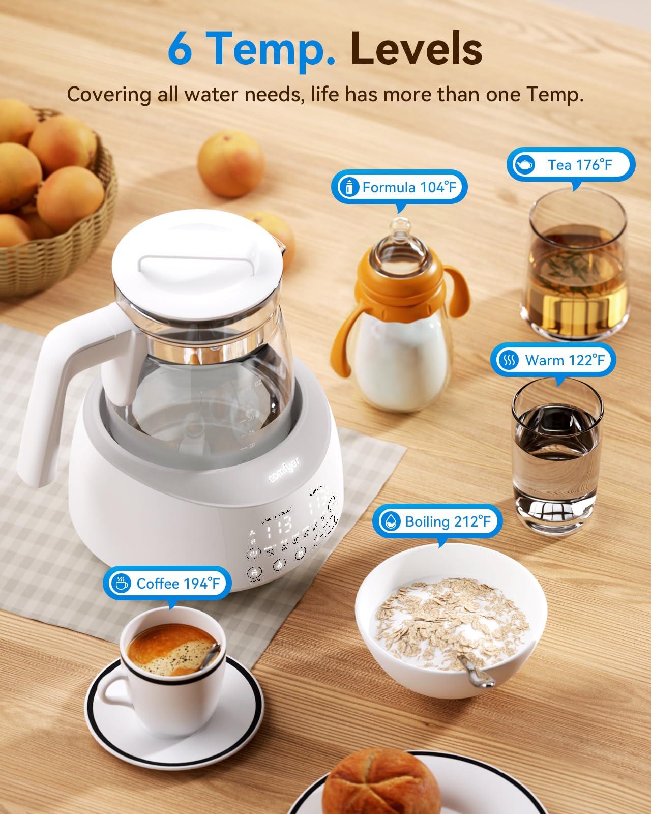Bottle Warmer comfyer, Baby Bottle Warmer with Night Light & Faster Cooling Fan, Instantly Water Warmer, Tea Kettle Electric with 6 Temperature Control Presets, Feed Baby More Easier and Healthier - Image 4
