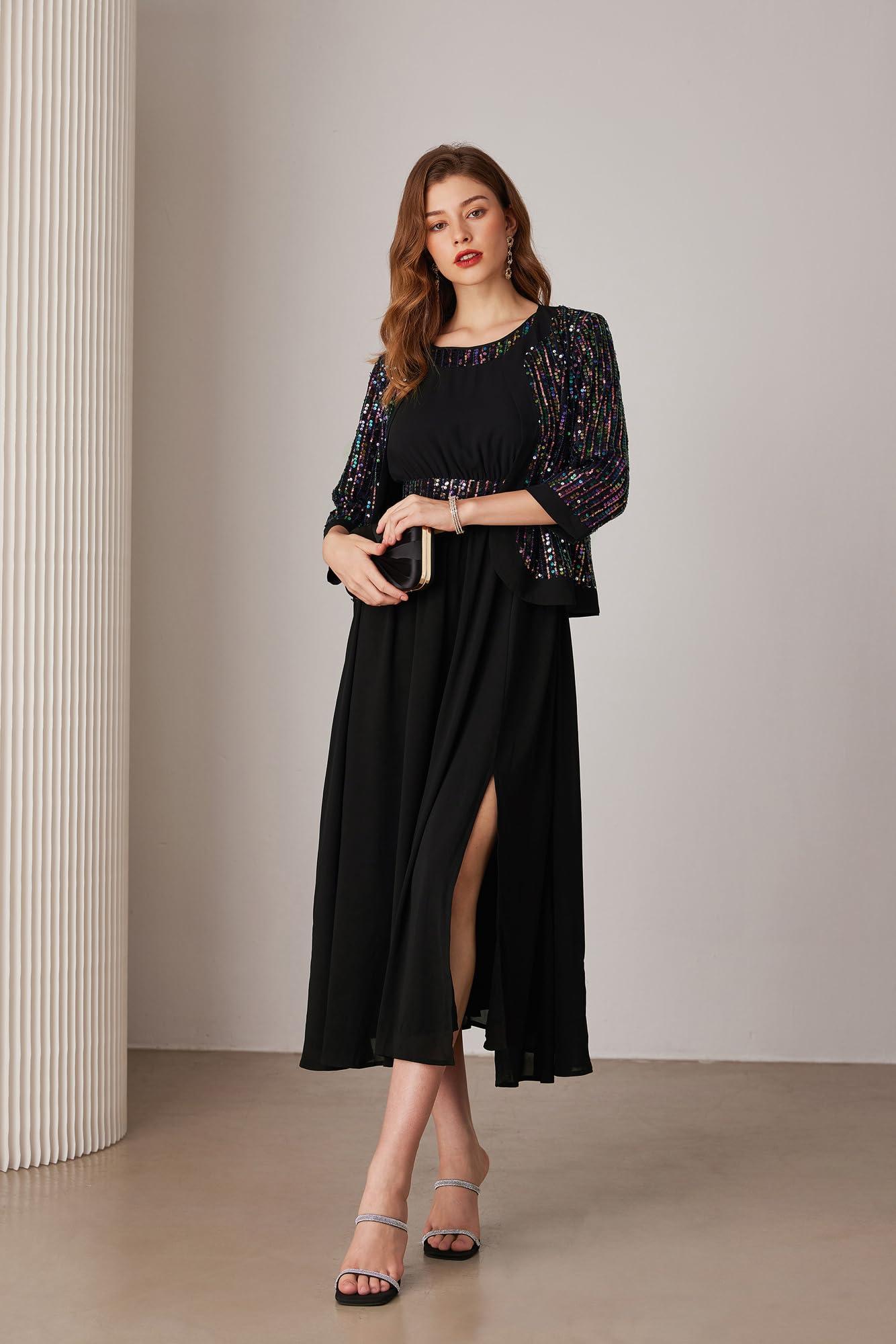 GRACE KARIN Women's Formal Dresses Mother of The Bride Dresses for Wedding Party Cocktail Dress Two Piece Dress Sequin Dress - Image 2