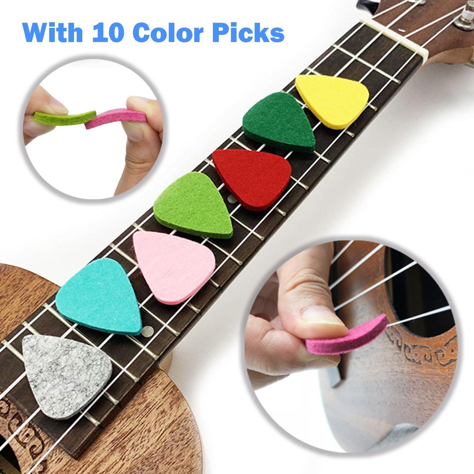JUNLEGO Ukulele Beginner's Kit: Chord Chart, Fretboard Stickers, Picks - Black and White Vinyl, Ukulele Accessory - Image 4