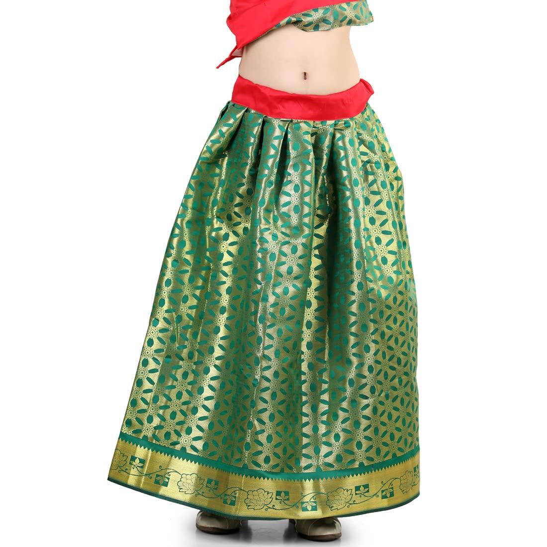 BownBee Kids Half Sleeve South Indian Traditional Pavda Pattu Lehenga Choli Pooja Special Baby Girls Ethnic Party Wear - Image 5