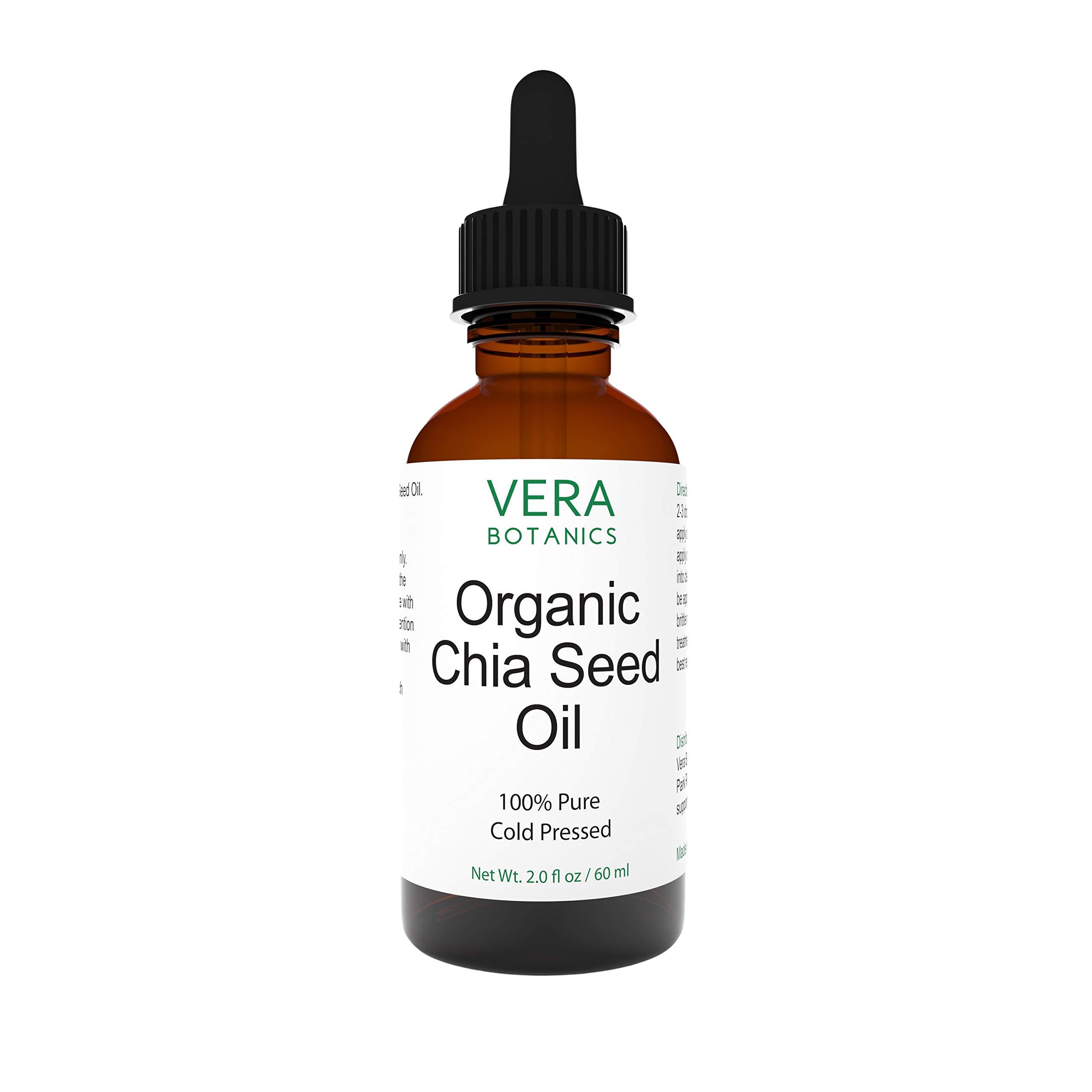Vera Botanics ORGANIC CHIA SEED OIL 100% Pure & Natural, Unrefined, Cold-Pressed For Face, Dry Skin, Nails, Lips, Body & Hair