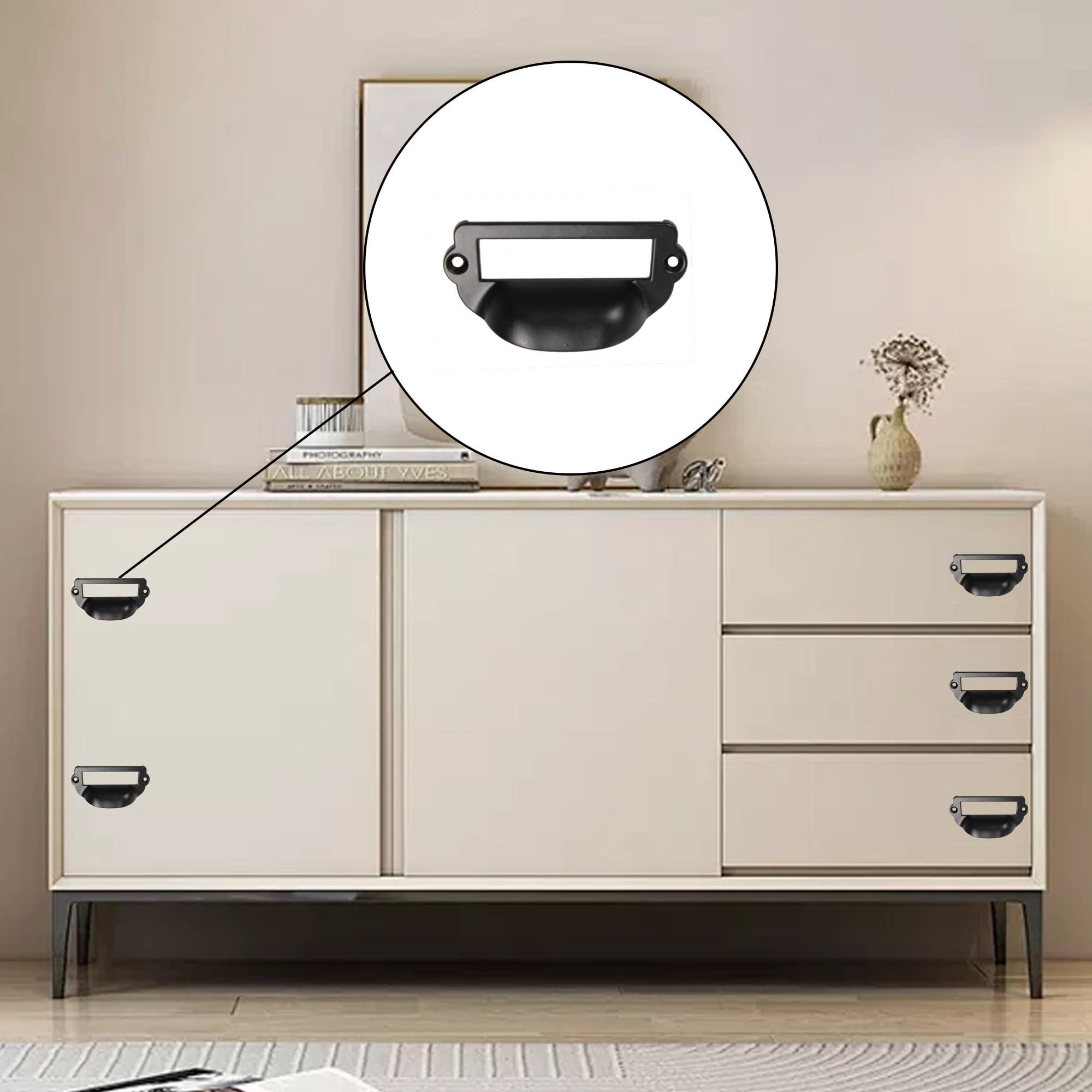 PDETVEO 8PCS Label Tag Frames Pull, Black Card Holder Drawer Handle, Zinc Alloy Catalog Drawer Pulls for Office, Furniture, Cupboard, Box, Case, Hardware (81x40mm) - Image 2