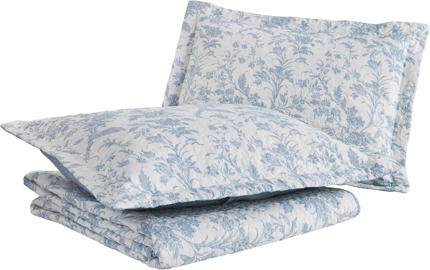 Laura Ashley Home - Amberley Collection - Quilt Set - 100% Cotton, Breathable & Lightweight, Reversible Bedding, Pre-Washed for Added Softness, Queen, Spa Blue , 1 Count (Pack of 1) - Image 2