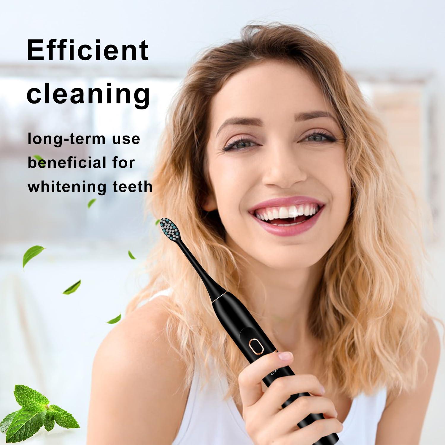 kingheroes Electric Toothbrush Set, Comes with 8 Brush Heads & Travel Case,4 Modes with 2 Minutes Built in Smart Timer, One Charge for 60 Days, 42000 VPM Motor (Black) - Image 2