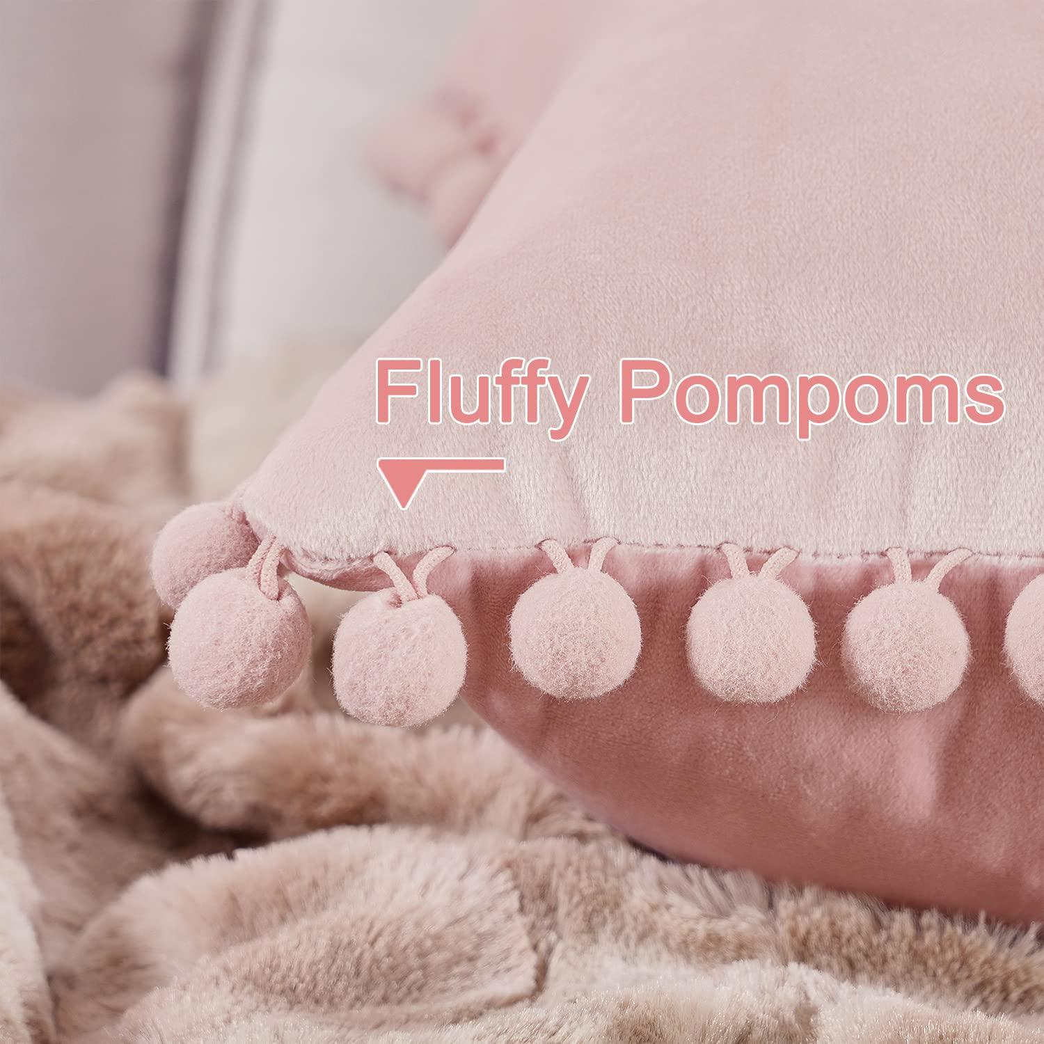 Top Finel Blush Pink 26x26 Euro Pillow Shams Set of 2 Decorative Throw Pillow Covers for Bed, Soft Velvet Couch Pillow Covers with for Bedroom, Spring Cute Aesthetic Home Decor - Image 5