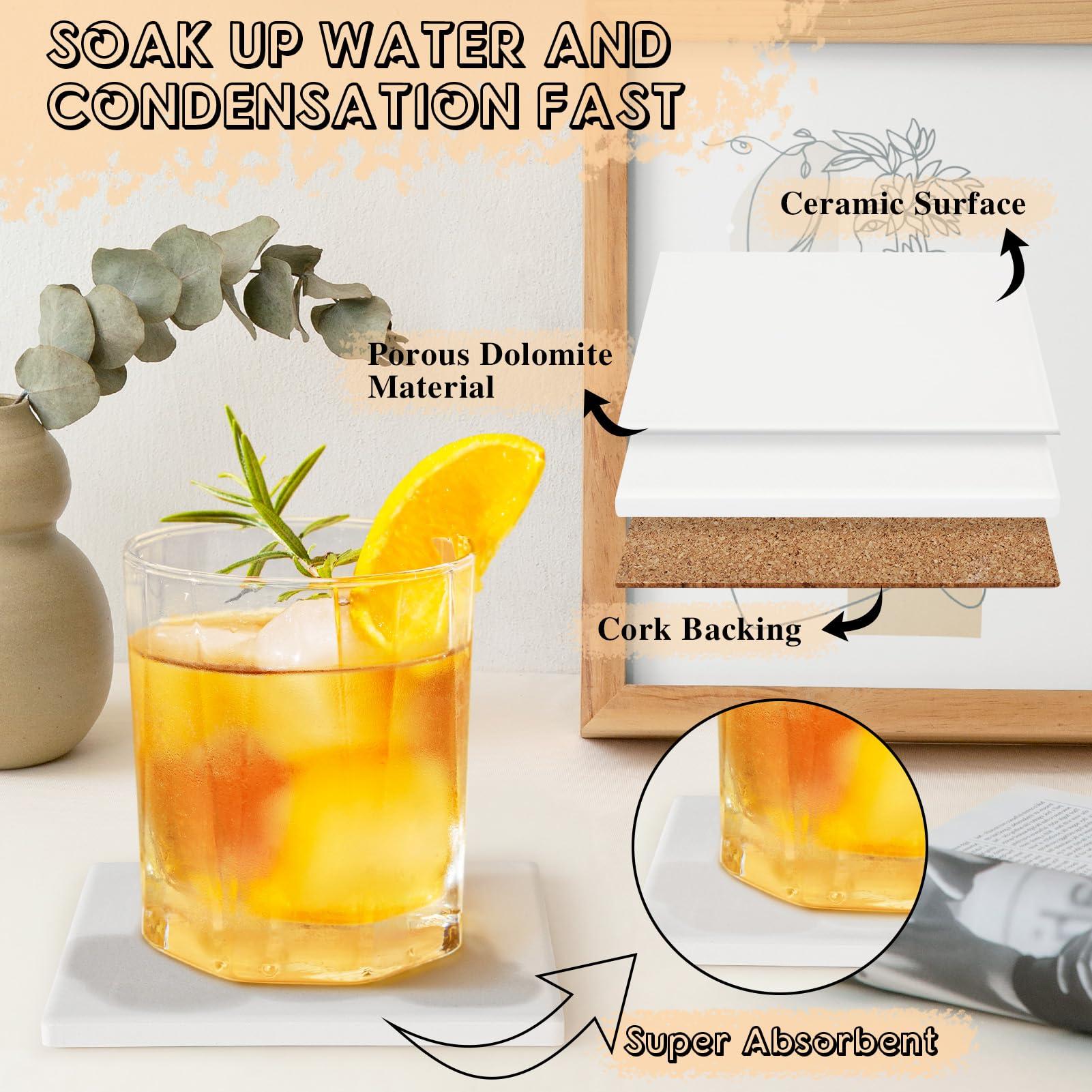 Ceramic Tiles for Crafts, GOH DODD 24 Pack Unglazed Blank Coasters White Tiles with 24 Cork Backing Pads for Alcohol Ink, Painting, Acrylic Pouring, Art Projects, Square, 4 Inch - Image 5