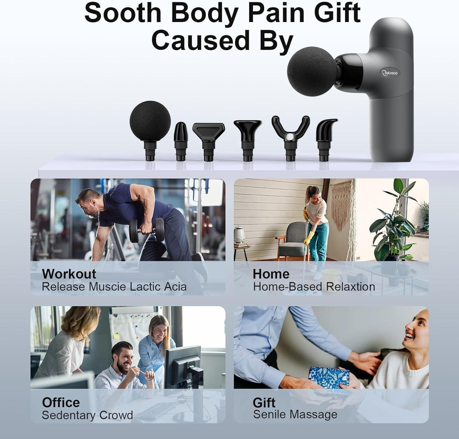 Mini Massage Gun ,Percussion Deep Tissues Muscle Massager, Silicone Material Removable and Washable, Suitable for People with Hyperhidrosis, with 6 Massage Heads 4 Speeds, best gift for her/him - Image 5