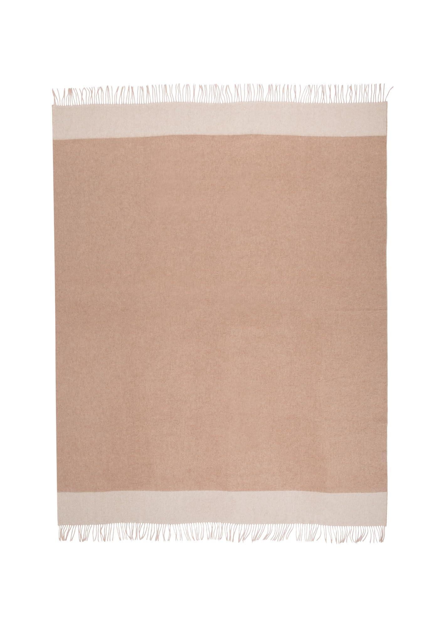 Jet&Bo 100% Cashmere Throw Blanket, Natural Undyed Cashmere, Large 67"x57", Reversible Jacquard Design, Soft and Cozy, Neutral Colors with Fringe - Image 5