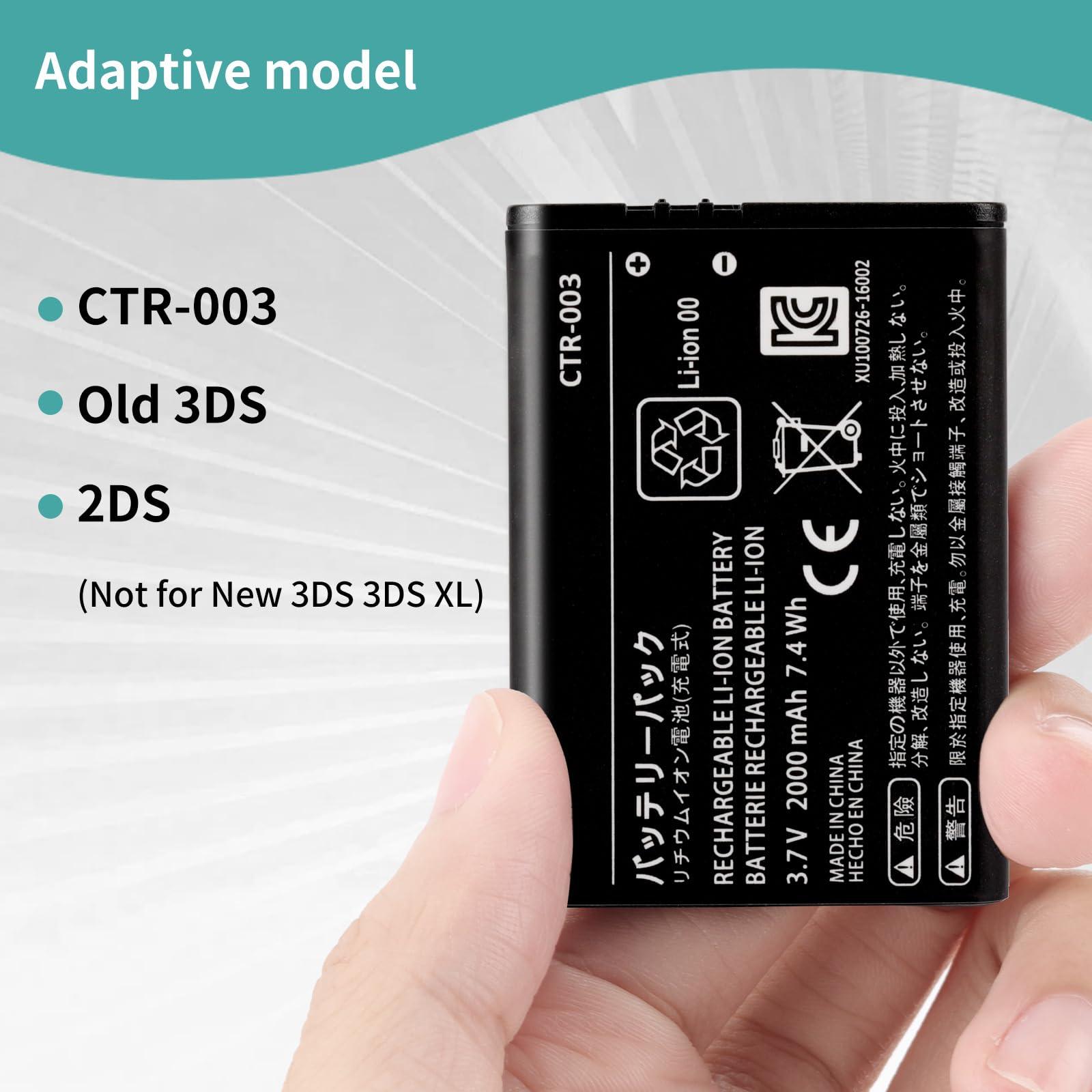oliadeo Replacement 3DS 2DS Battery: CTR-003 Compatible with for Nintendo Old 3DS, 2DS, 2DS XL Game Console Lithium-ion Battery with Tool (Not for New 3DS, 3DS XL) - Image 3