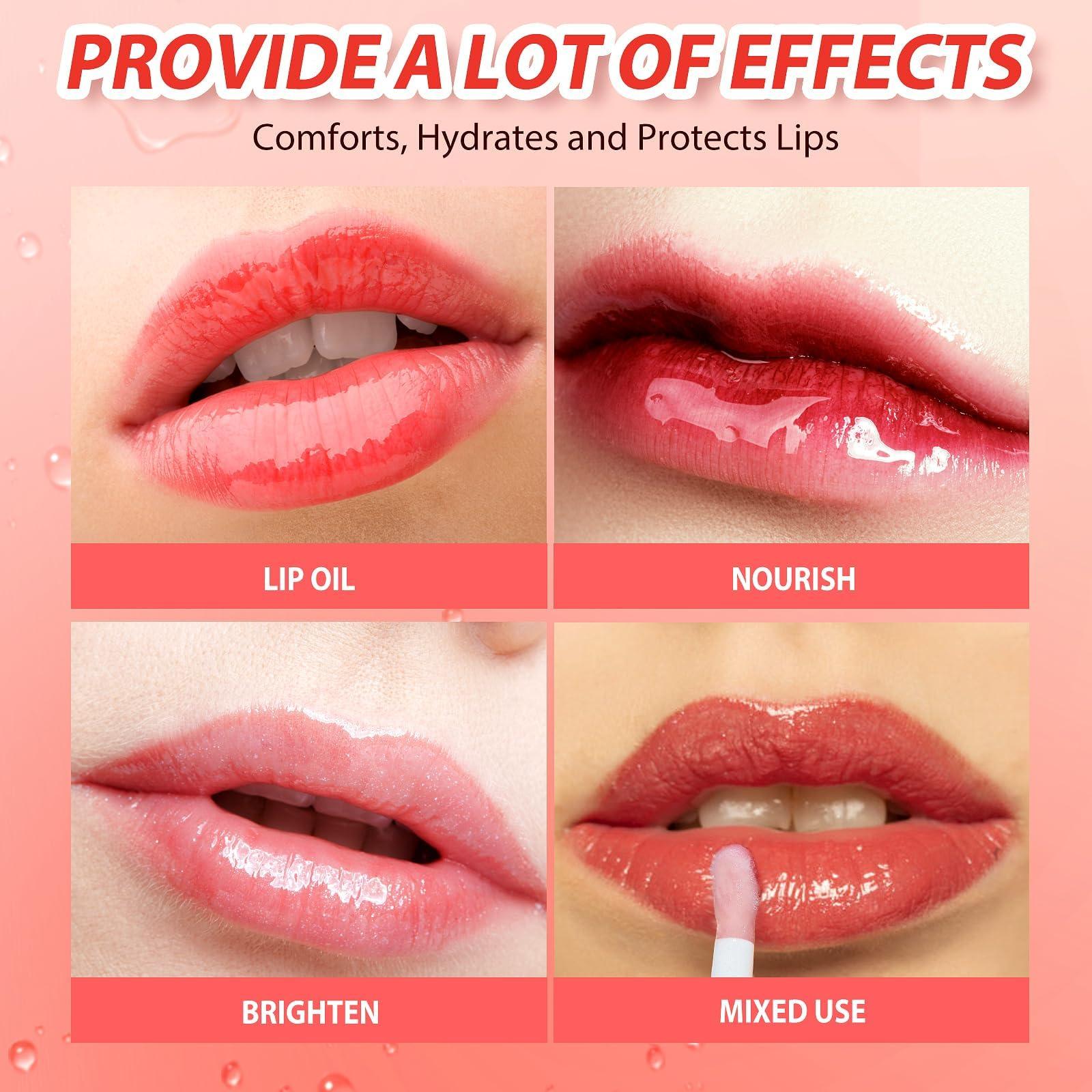 BANGFENG Big Brush Head Hydrating Lip Glow Oil Plumping Lip Tint, Hydrating Lip Gloss Tinted Lip Balm Transparent Lip Care, Long Lasting Nourishing Non-sticky Fresh Texture (Chocolate) - Image 9