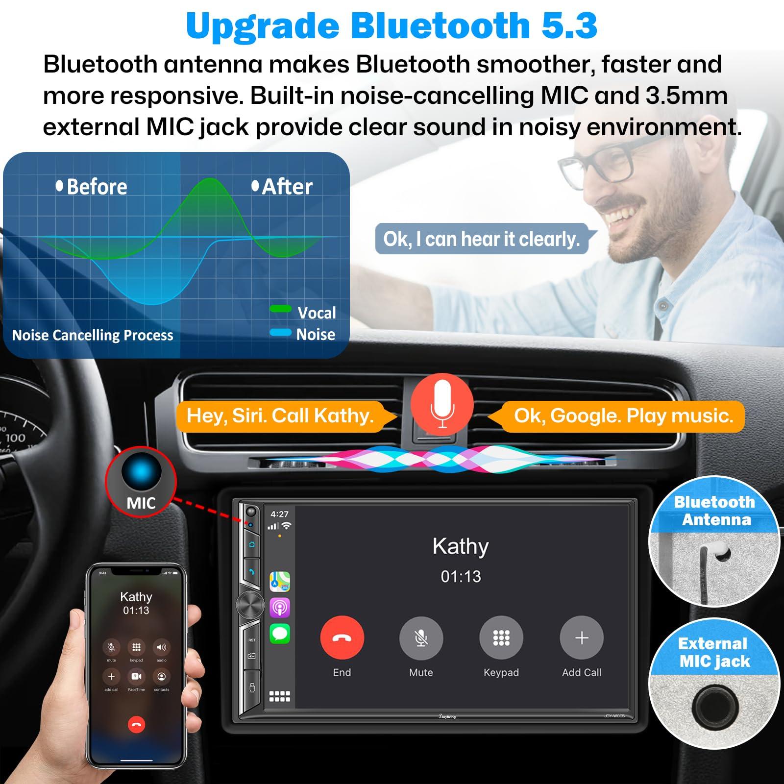 [Upgrade Wireless] 7" Double Din Car Radio with Wireless Apple CarPlay and Android Auto, Bluetooth 5.3 Car Play, 240W 4.2-Channel Audio Output, Mirror Link, Backup Camera, AM/FM Car Stereo - Image 4