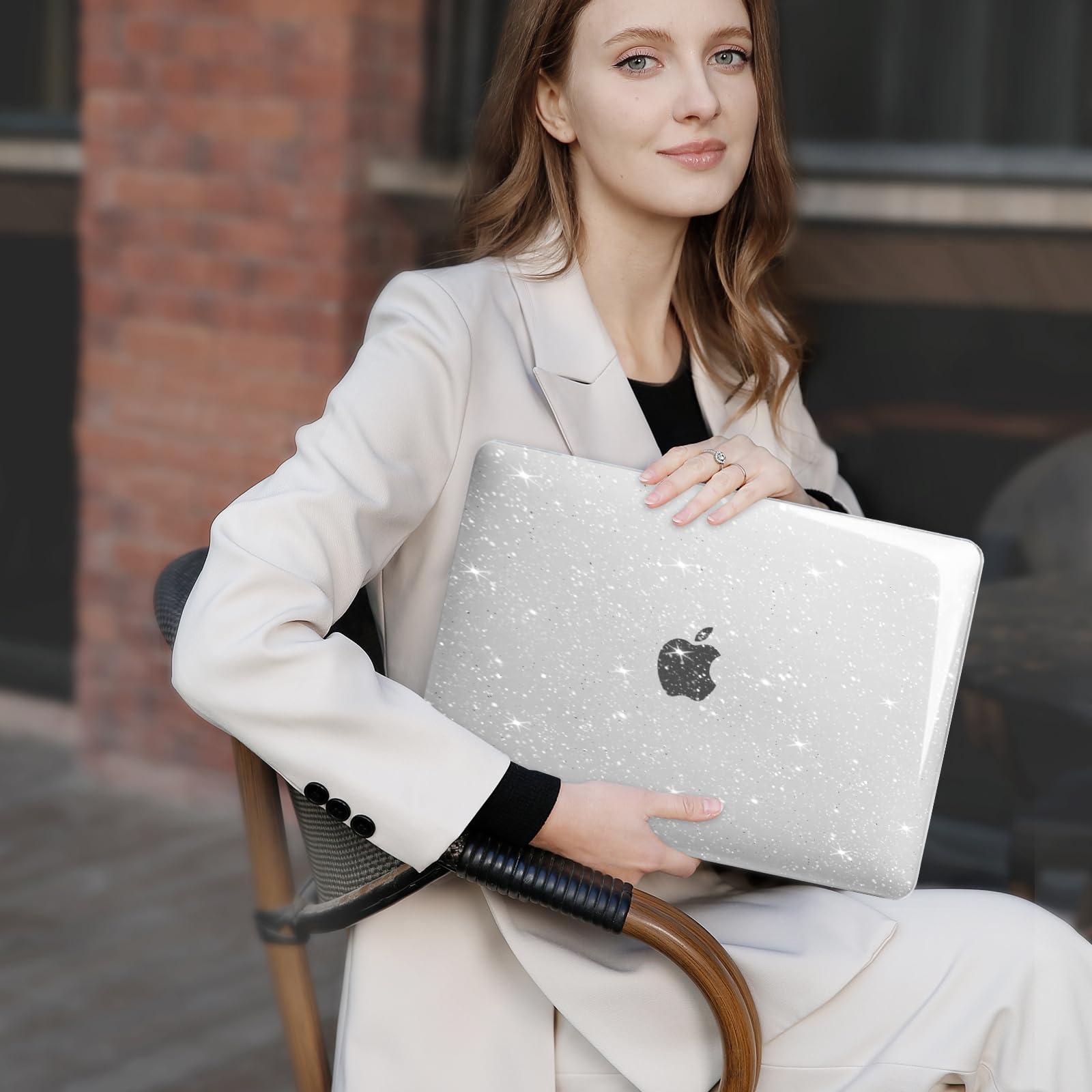 MOSISO Compatible with MacBook Air 13 inch Case 2025 2024 2023 2022 M4 A3240 M3 A3113 M2 A2681, Sparkly Glitter Hard Shell&Keyboard Cover&Screen Film&Pouch for MacBook Air 13.6 inch Case, Transparent - Image 8