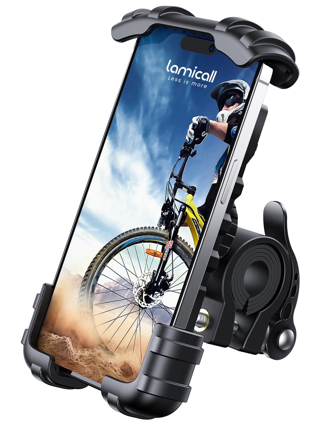 Lamicall Bike Phone Holder, Motorcycle Mount - Motorcycle Phone Holder, Handlebar Cell Phone Clamp, Scooter Phone Clip for iPhone 16 Pro Max/Plus, 15 Pro Max, S10, S20, More 4.7" to 6.8" Smartphones - Image 1