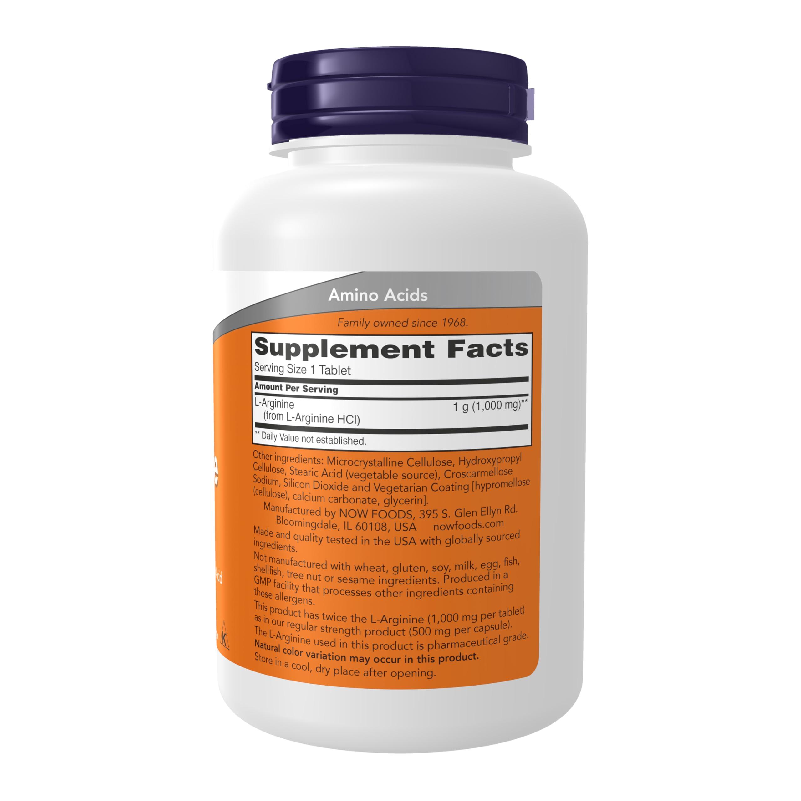 NOW Foods Supplements, L-Arginine 1,000 mg, Nitric Oxide Precursor*, Amino Acid, 120 Tablets - Image 2