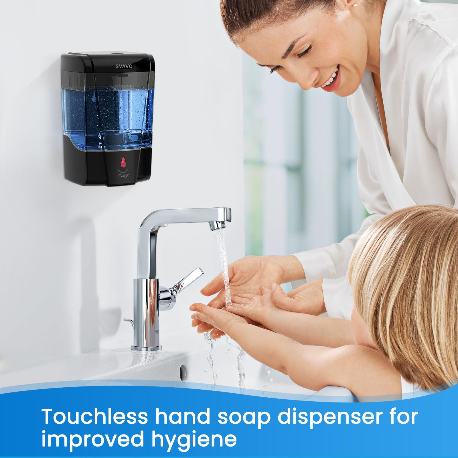 SVAVO Automatic Soap Dispenser Hand Soap Dispenser Wall Mount 600m/21 fl.oz, Touchless Electric Sensor Pump Battery Operated for Offices Home Kitchen Bathroom Hotel Restaurant Commercial - Image 5